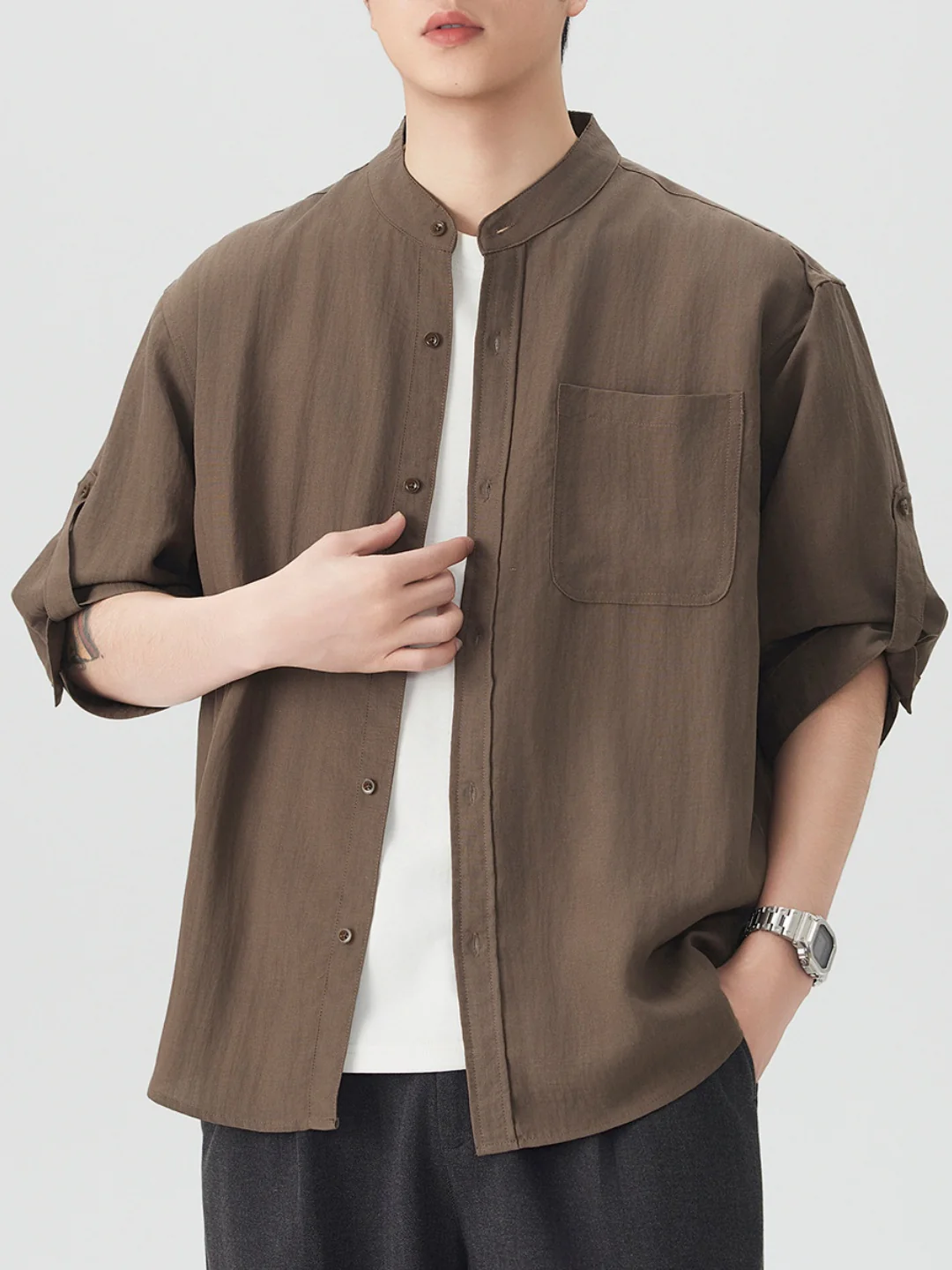 Imitation Linen Three-quarter Sleeves Shirts - Image 3