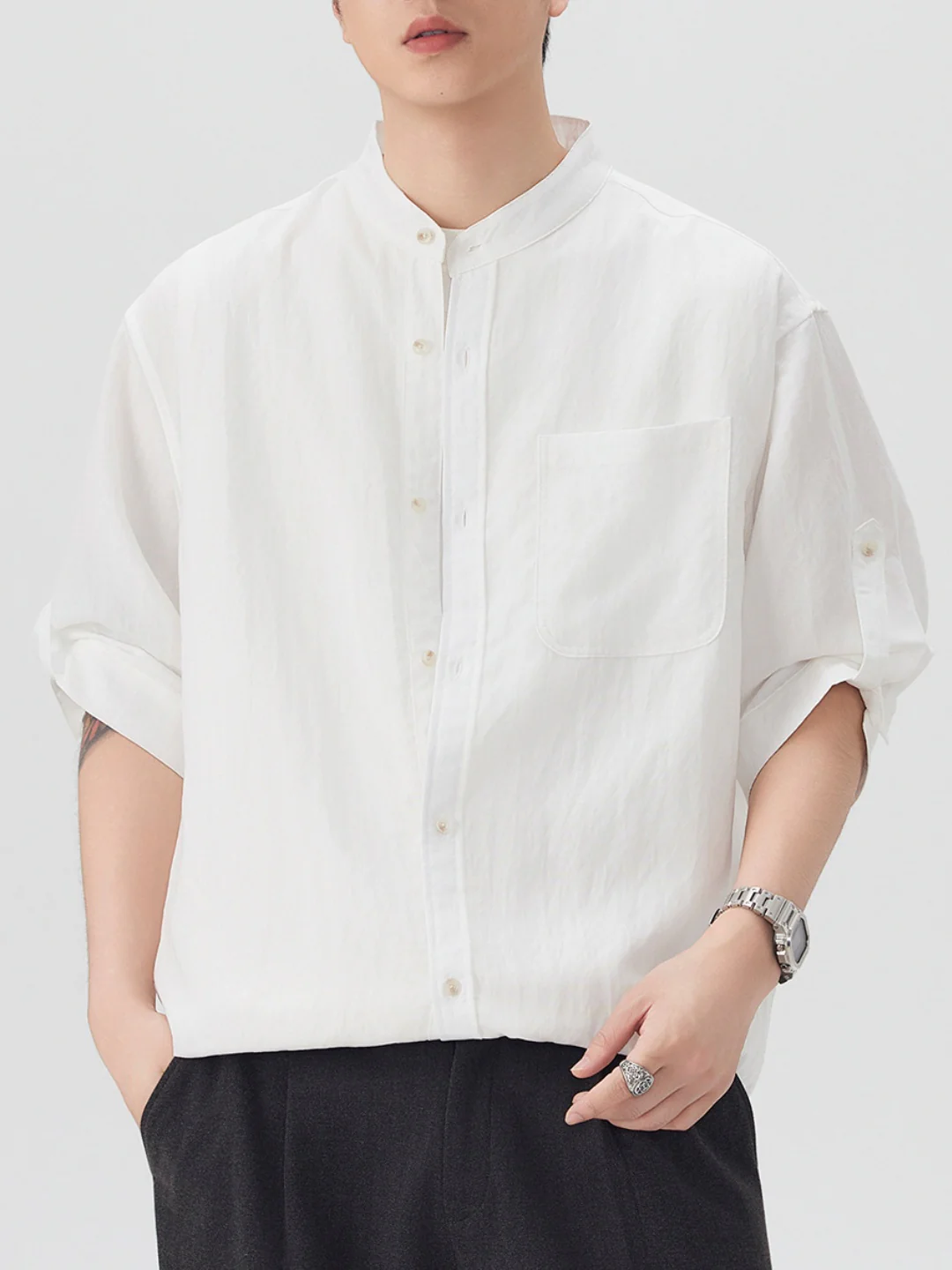 Imitation Linen Three-quarter Sleeves Shirts - Image 6
