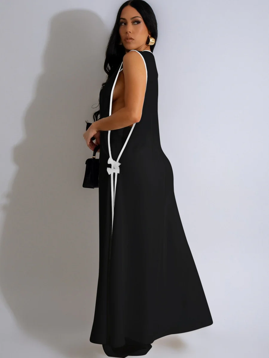 Sleeveless Butterfly Festival Long Vest Dress Wide-leg Pants Set 2-piece Sets - Image 10
