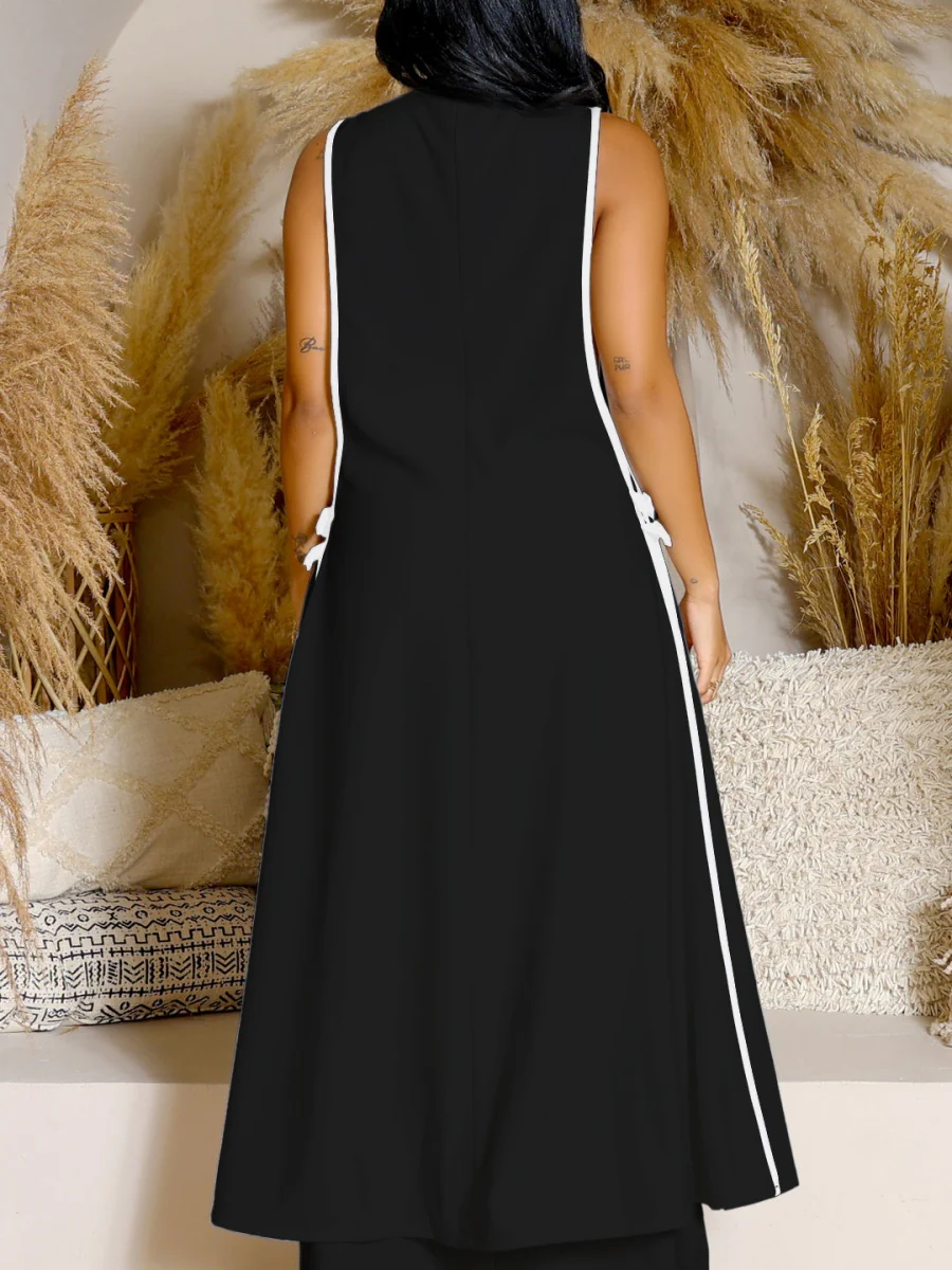 Sleeveless Butterfly Festival Long Vest Dress Wide-leg Pants Set 2-piece Sets - Image 12