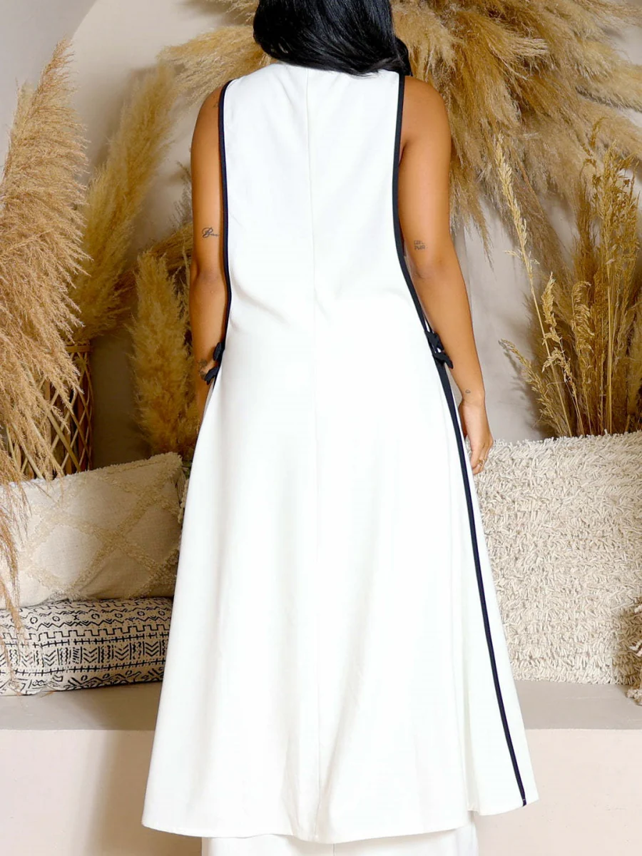 Sleeveless Butterfly Festival Long Vest Dress Wide-leg Pants Set 2-piece Sets - Image 6