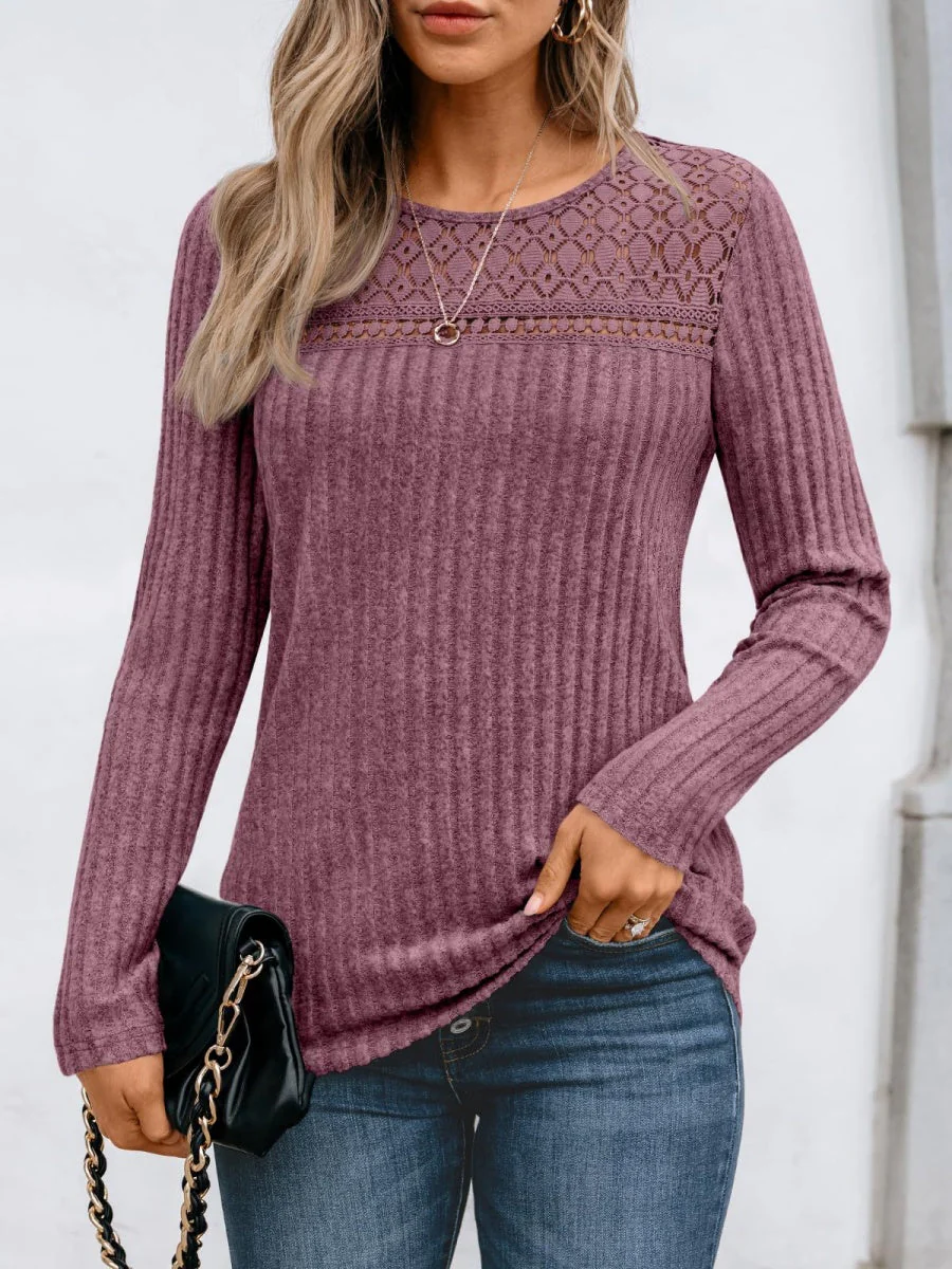Pit Strip Loose Hollow Lace Stitching T-shirts - Image 27