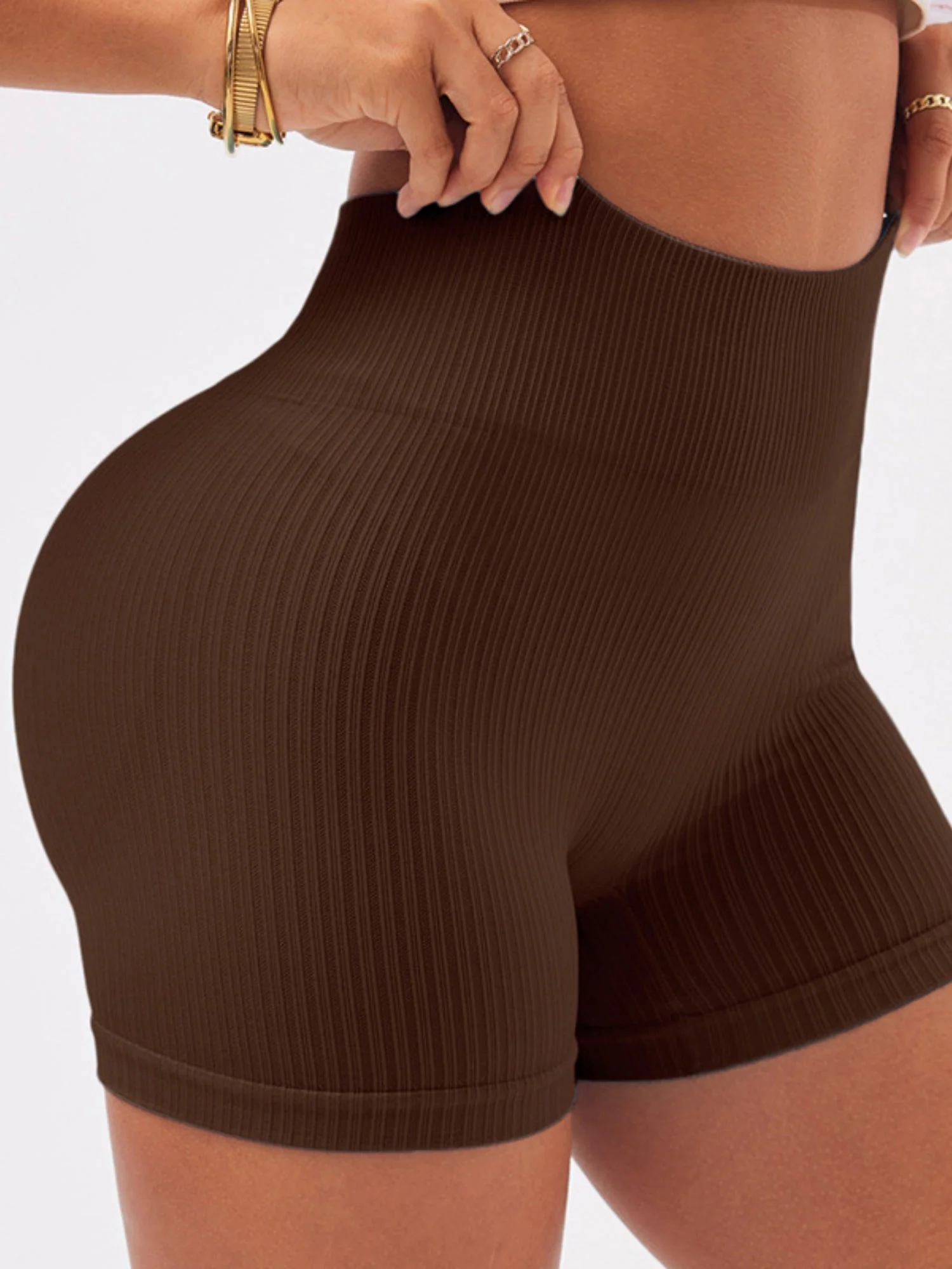 Seamless Ribbed Yoga Pants High-waisted Hip Lift Shorts - Image 5