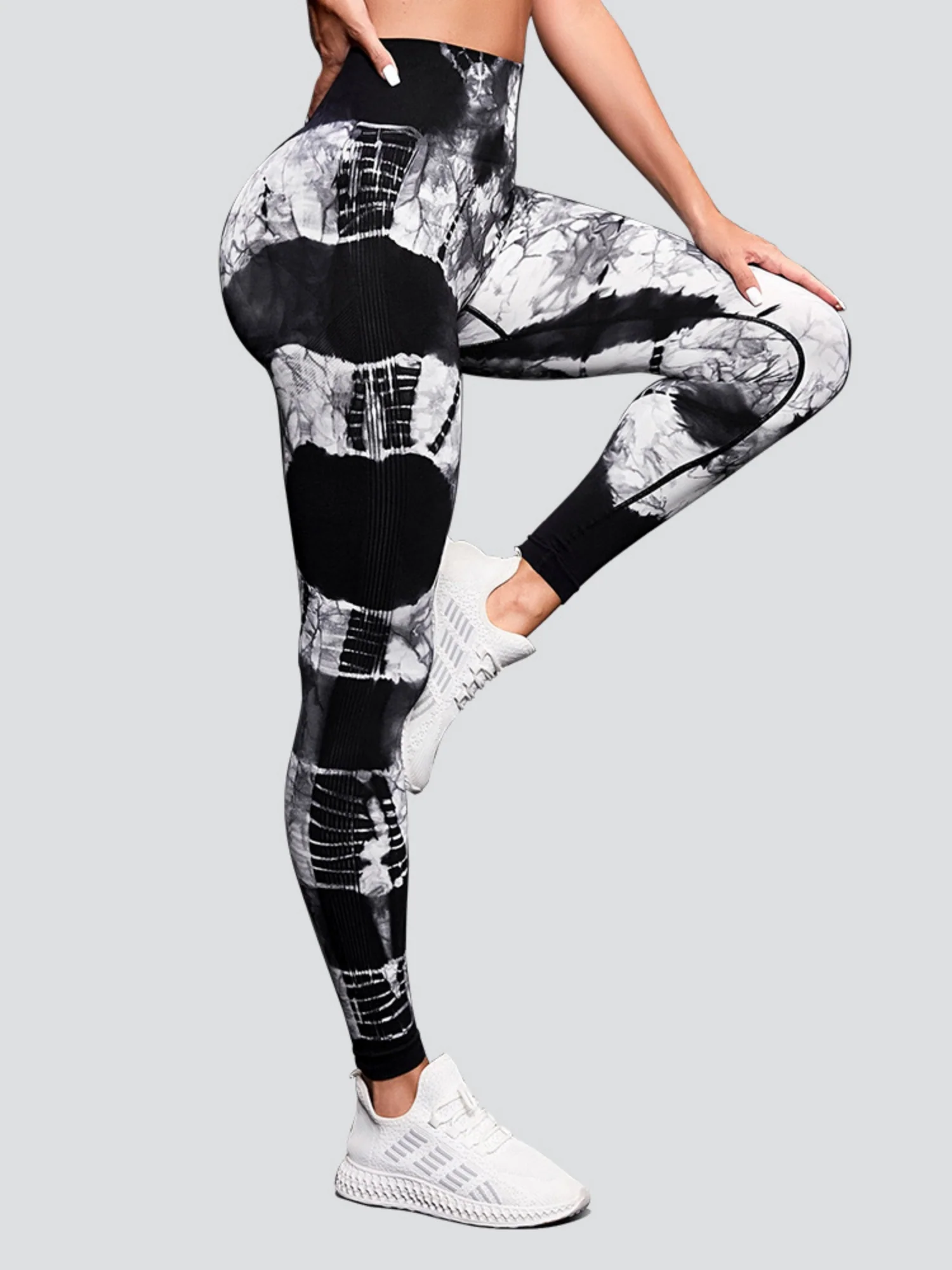 Seamless Tie-dye Jacquard High-waisted Hip Lift Exercise And Fitness Yoga Pants - Image 4