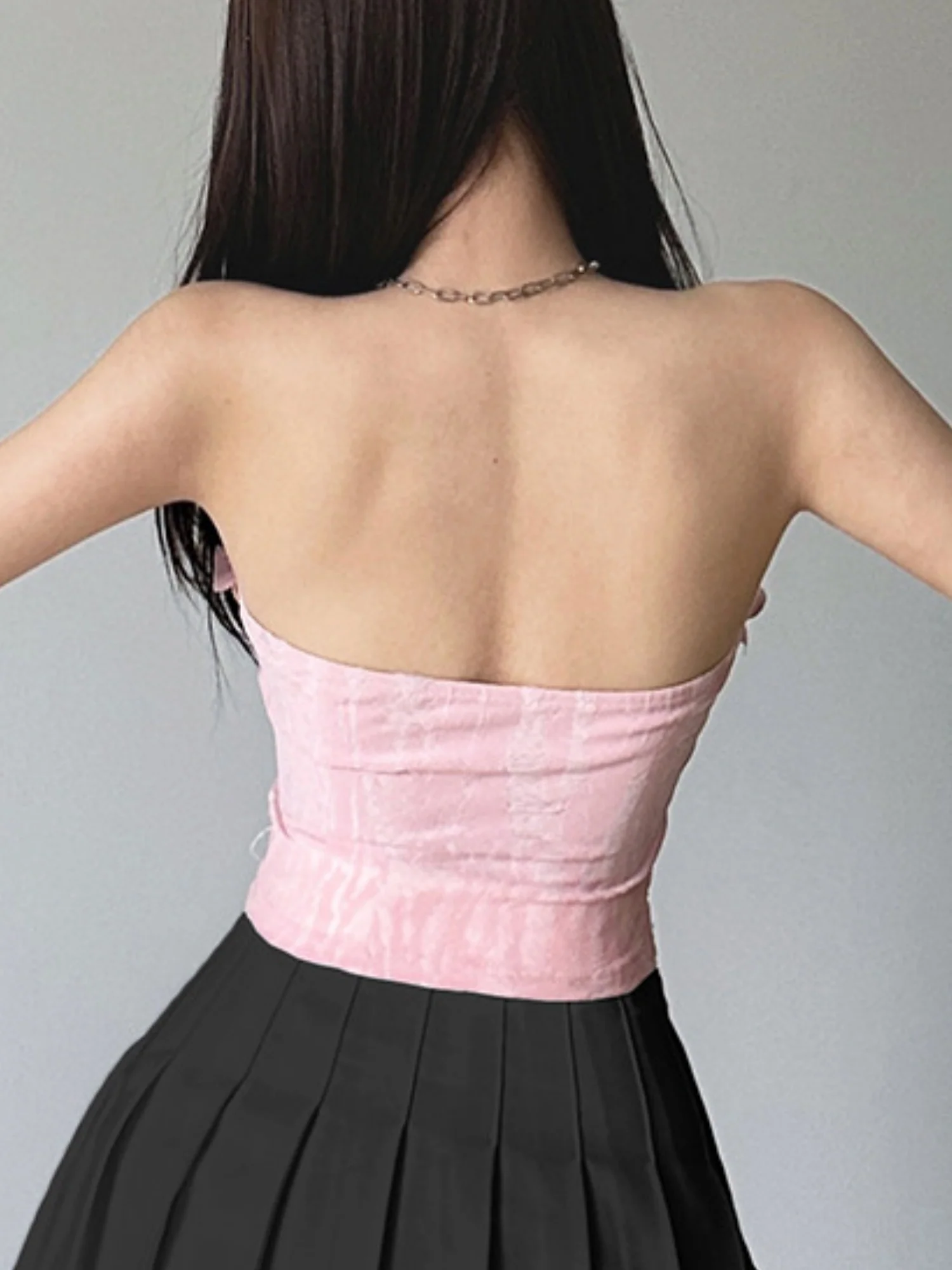 Bow Love Ruffle Strapless Vest - Image 2