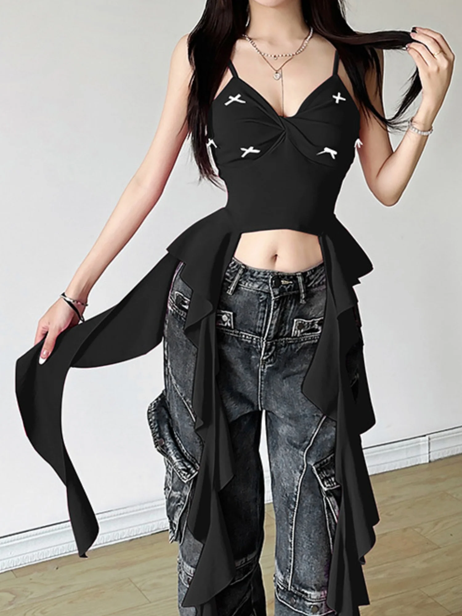 Bow Wavy Edge Sweet Tank Tops&Camis - Image 4