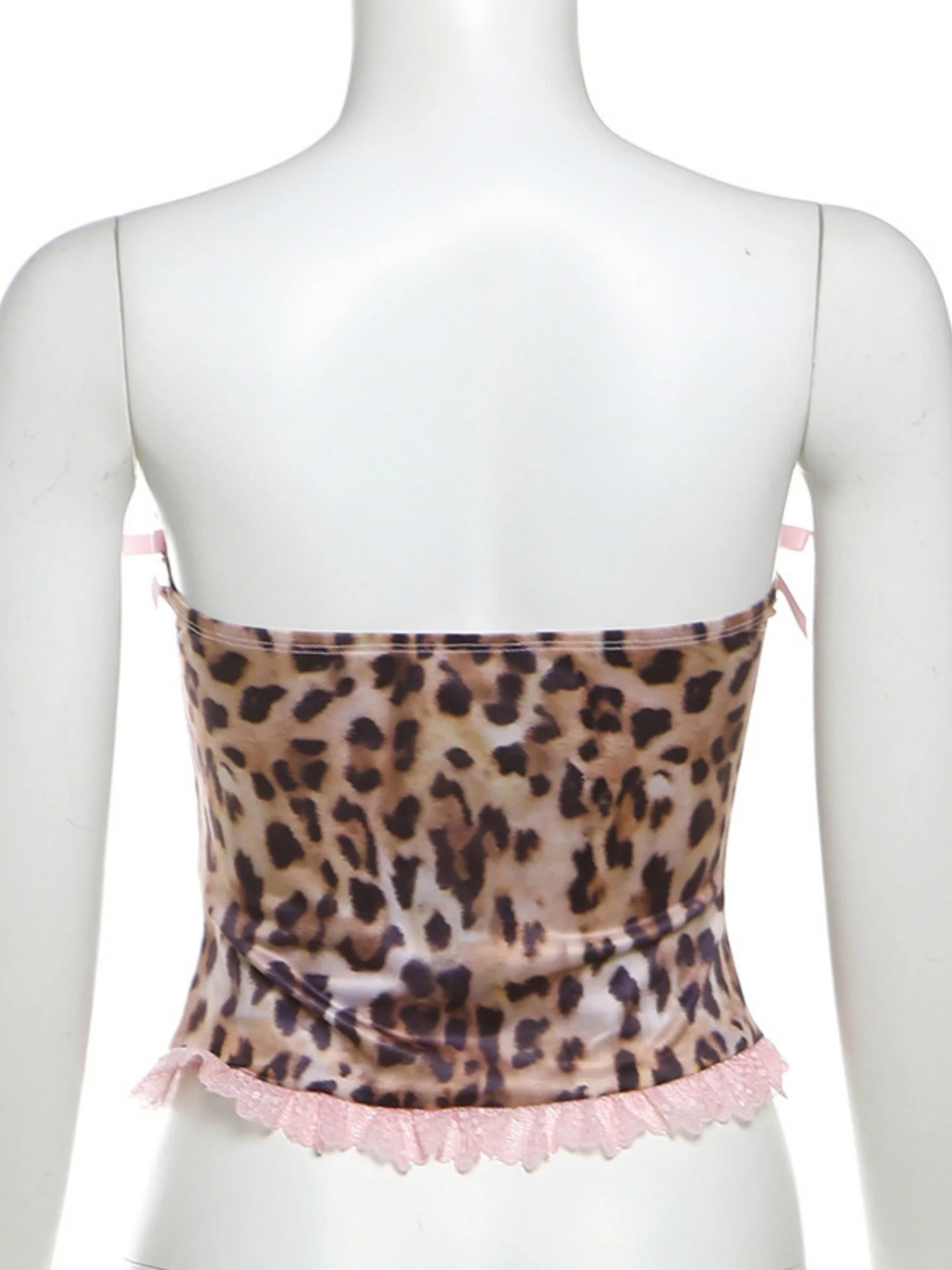 Bow Leopard Print Backless Sweet Tank Tops&Camis - Image 4
