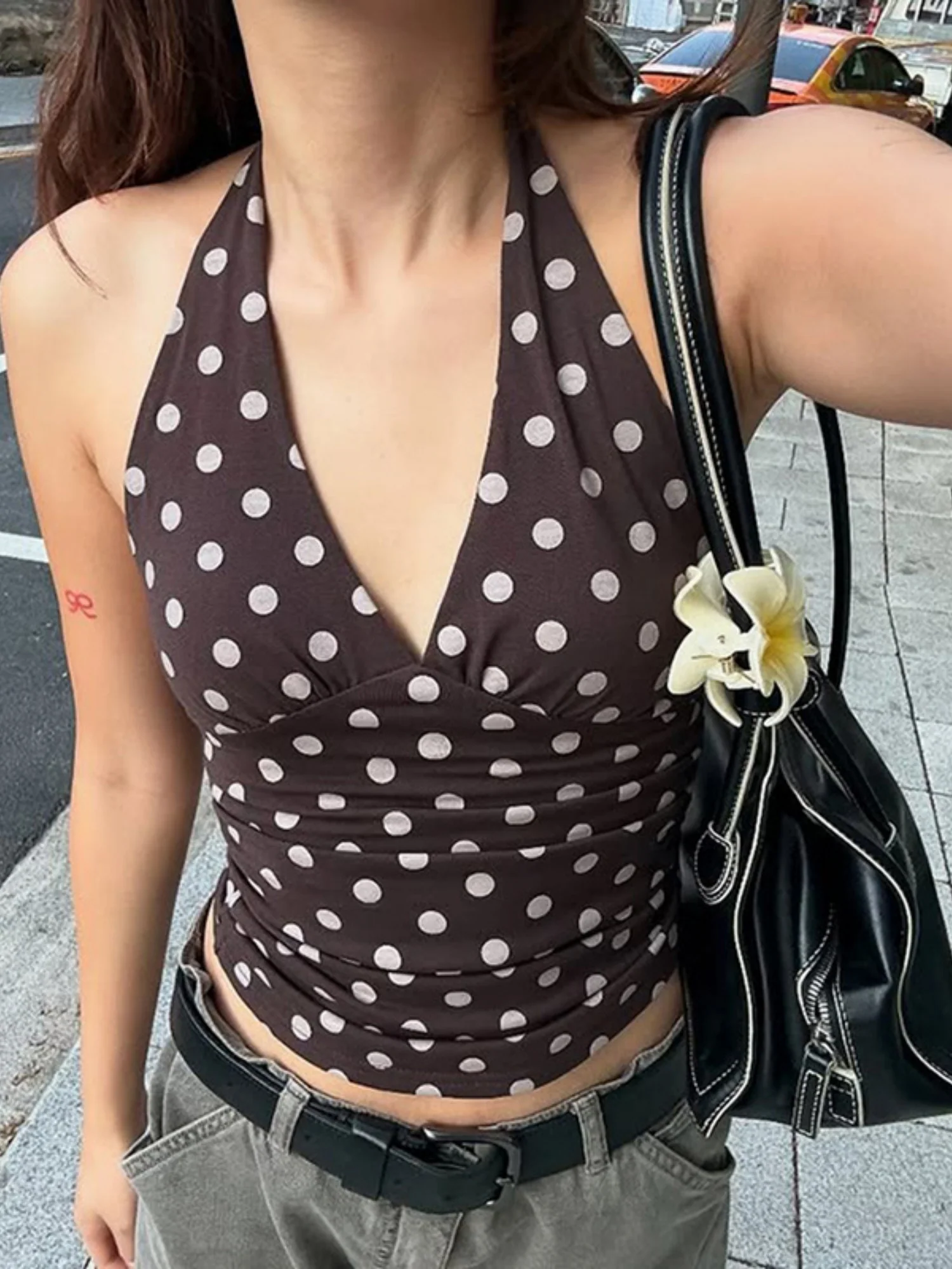 Polka Dots Halter V-neck Sweet Tank Tops&Camis - Image 7