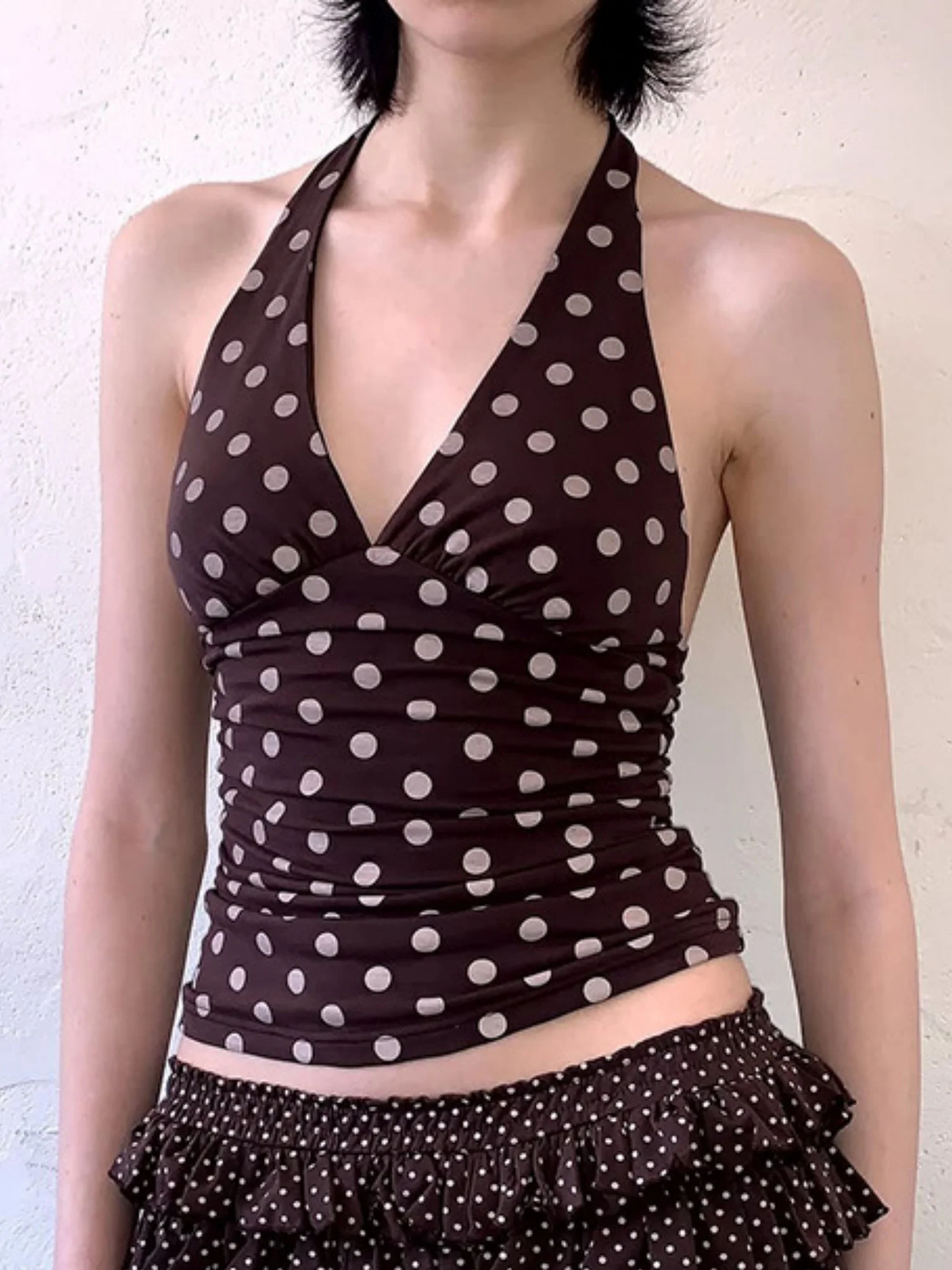 Polka Dots Halter V-neck Sweet Tank Tops&Camis - Image 8