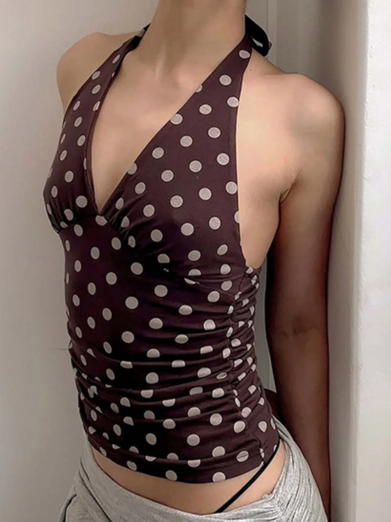 Polka Dots Halter V-neck Sweet Tank Tops&Camis - Image 9