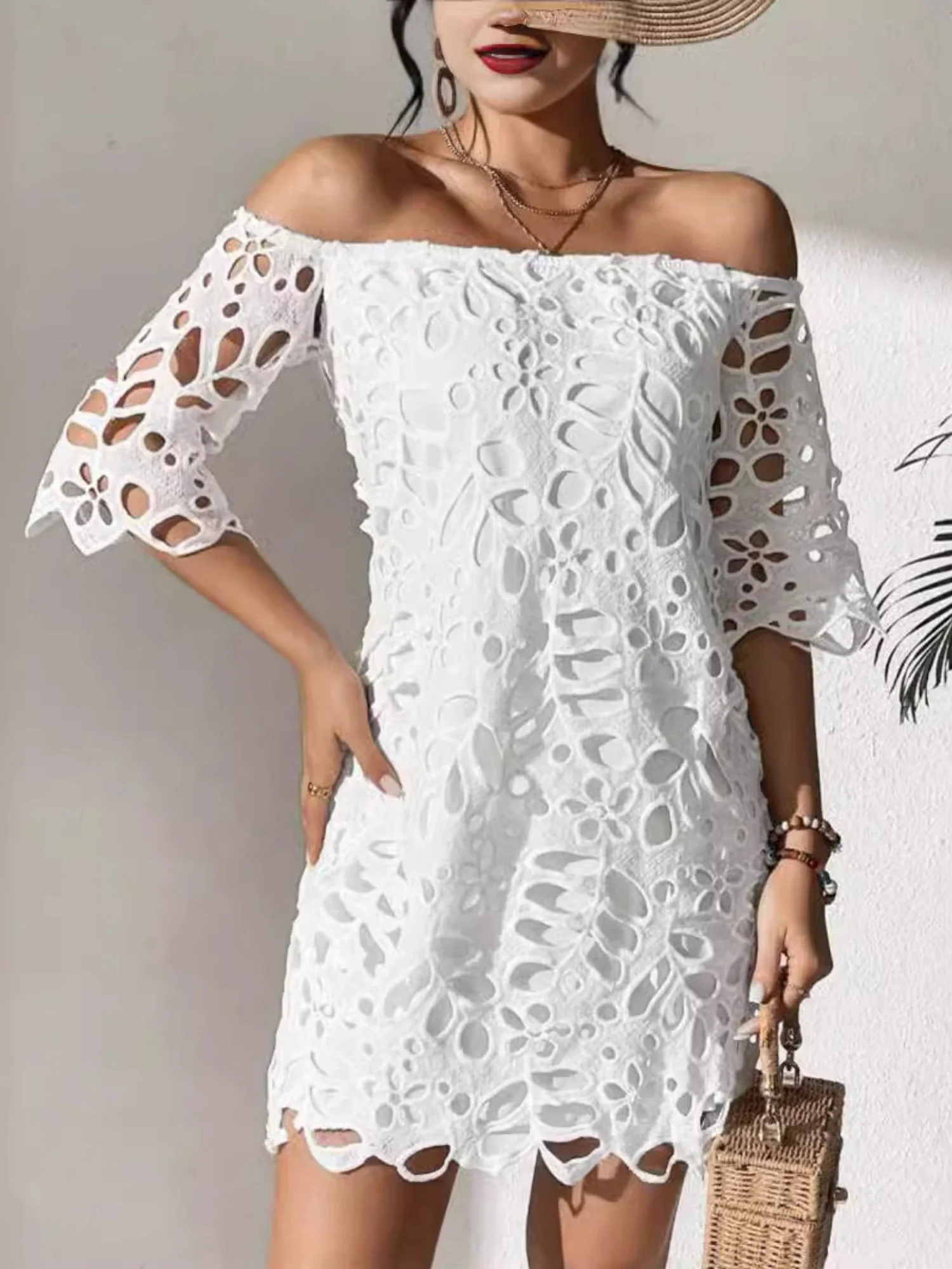 Lace Cutout Off-shoulder Mini&Short Dresses