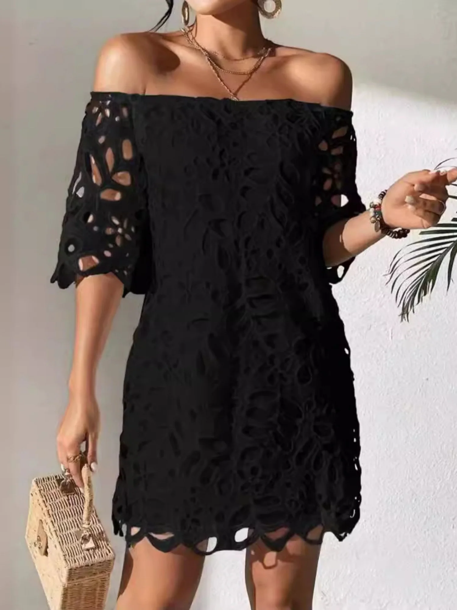 Lace Cutout Off-shoulder Mini&Short Dresses - Image 5