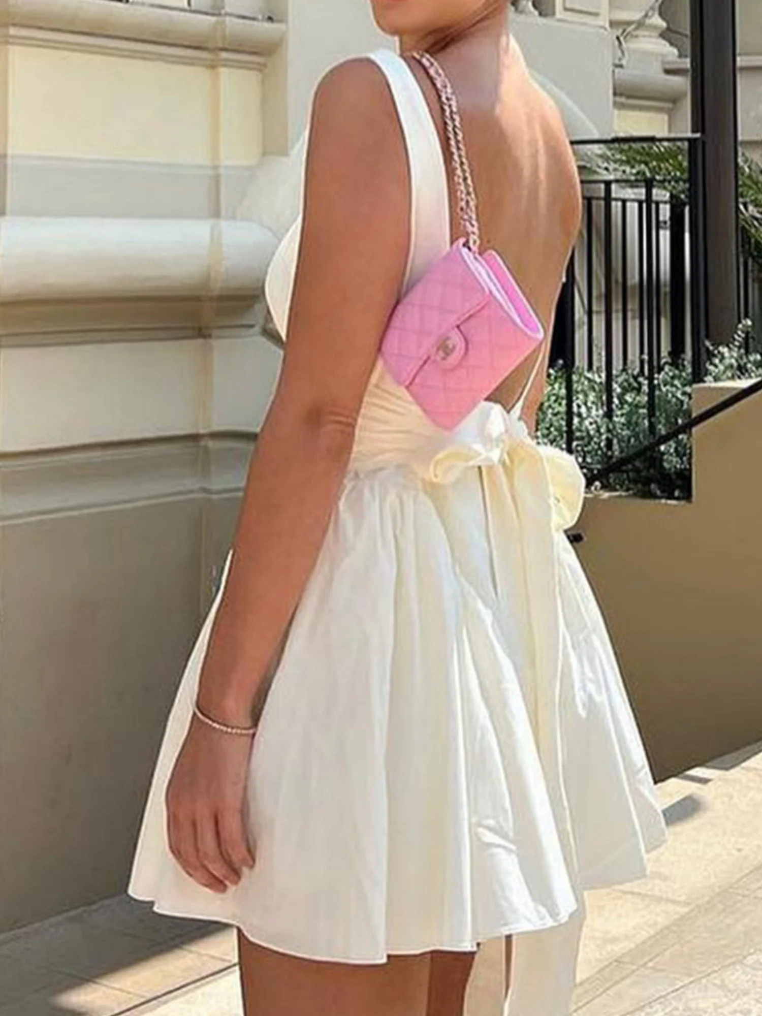 Bow Backless Strappy Mini&Short Dresses - Image 5