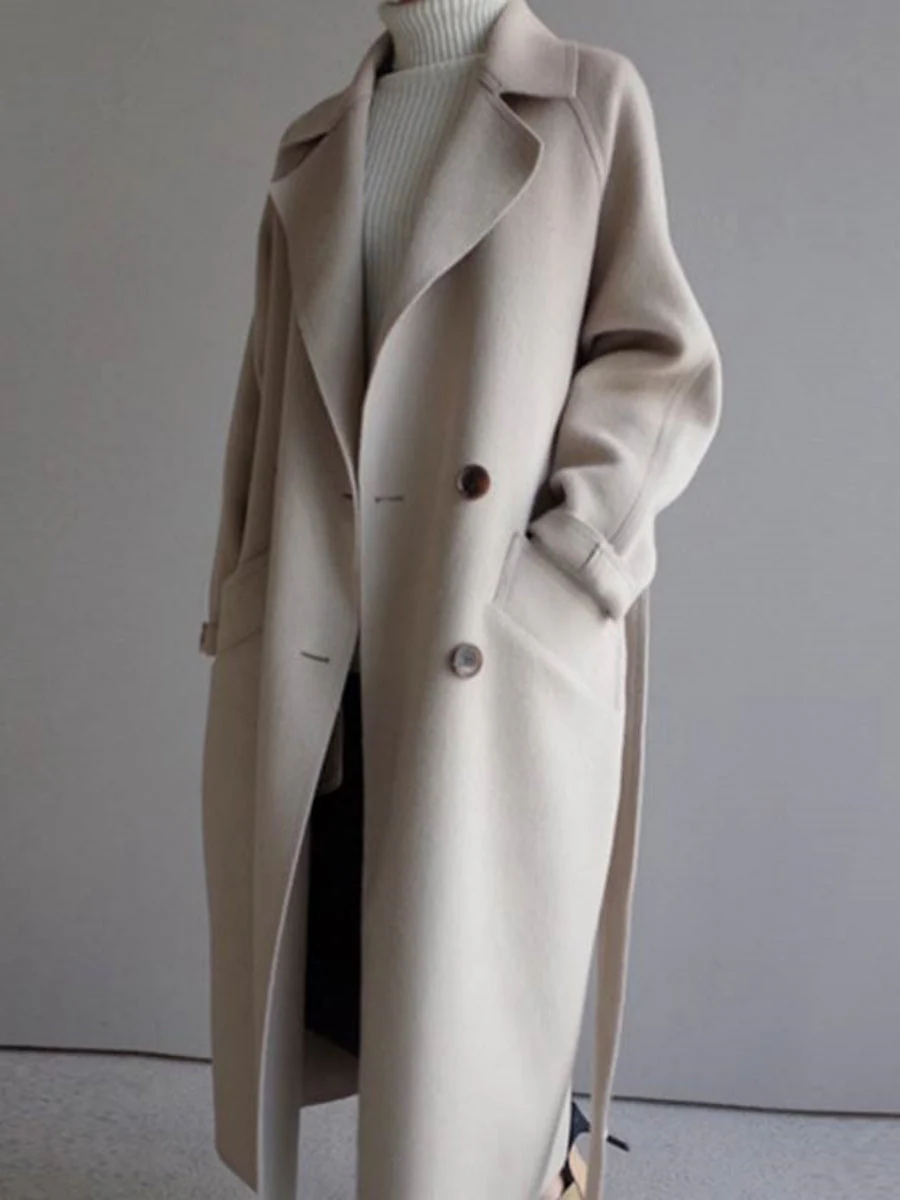 Mid-length Woolen Cloth Double-breasted Woolen Cloth Coats - Image 3