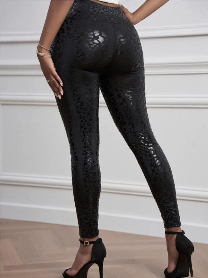 High Waist Stretch PU Leather Pants Tight Fit Perky Butt Pants - Image 2