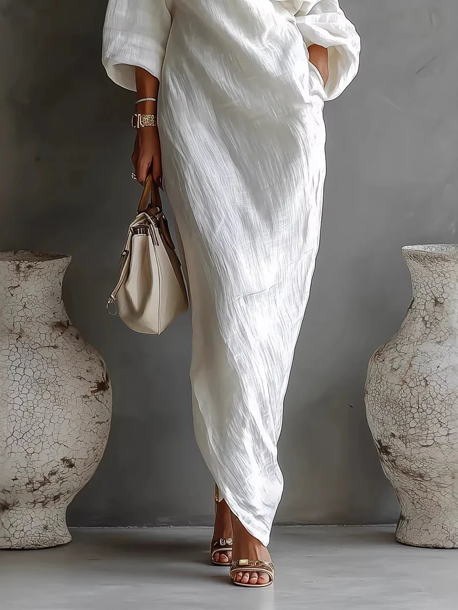Asymmetrical Off-shoulder Long Dress - Image 3