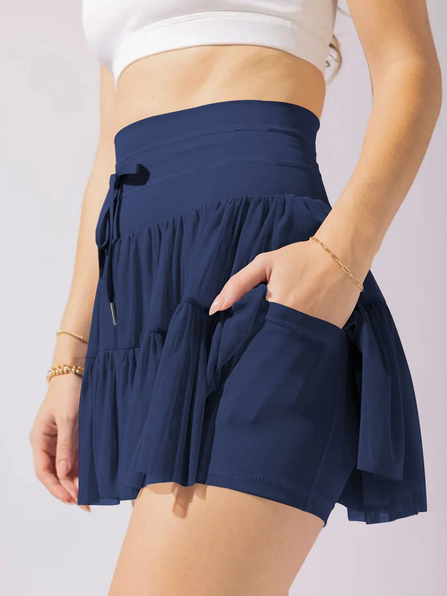 Culottes Sports Pocket Mesh High Waist Skirts - Image 36