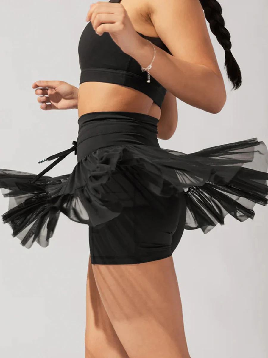 Culottes Sports Pocket Mesh High Waist Skirts - Image 5