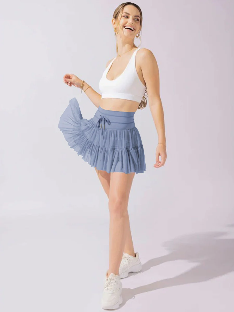 Culottes Sports Pocket Mesh High Waist Skirts - Image 6