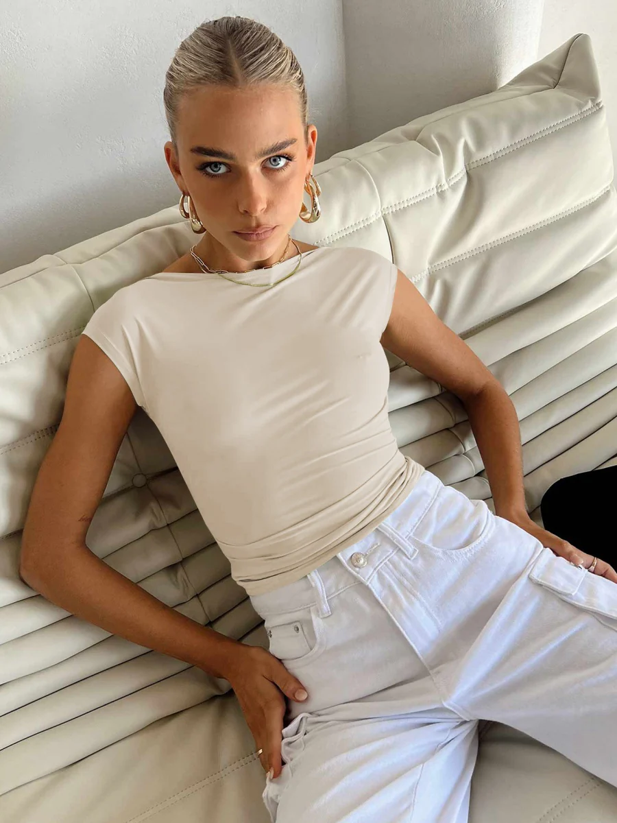 Sexy Short Sleeve Backless T-shirts - Image 17