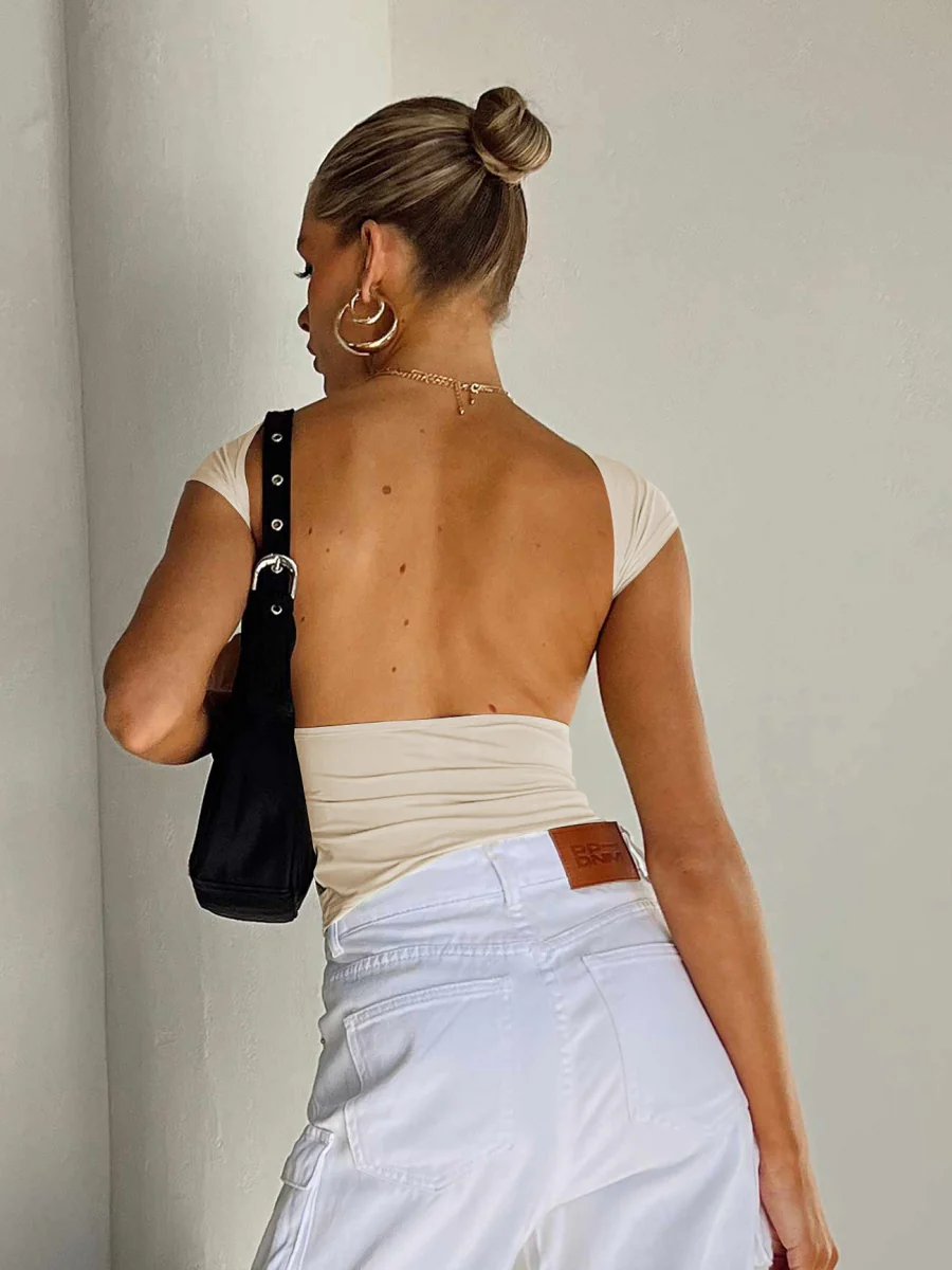 Sexy Short Sleeve Backless T-shirts - Image 18