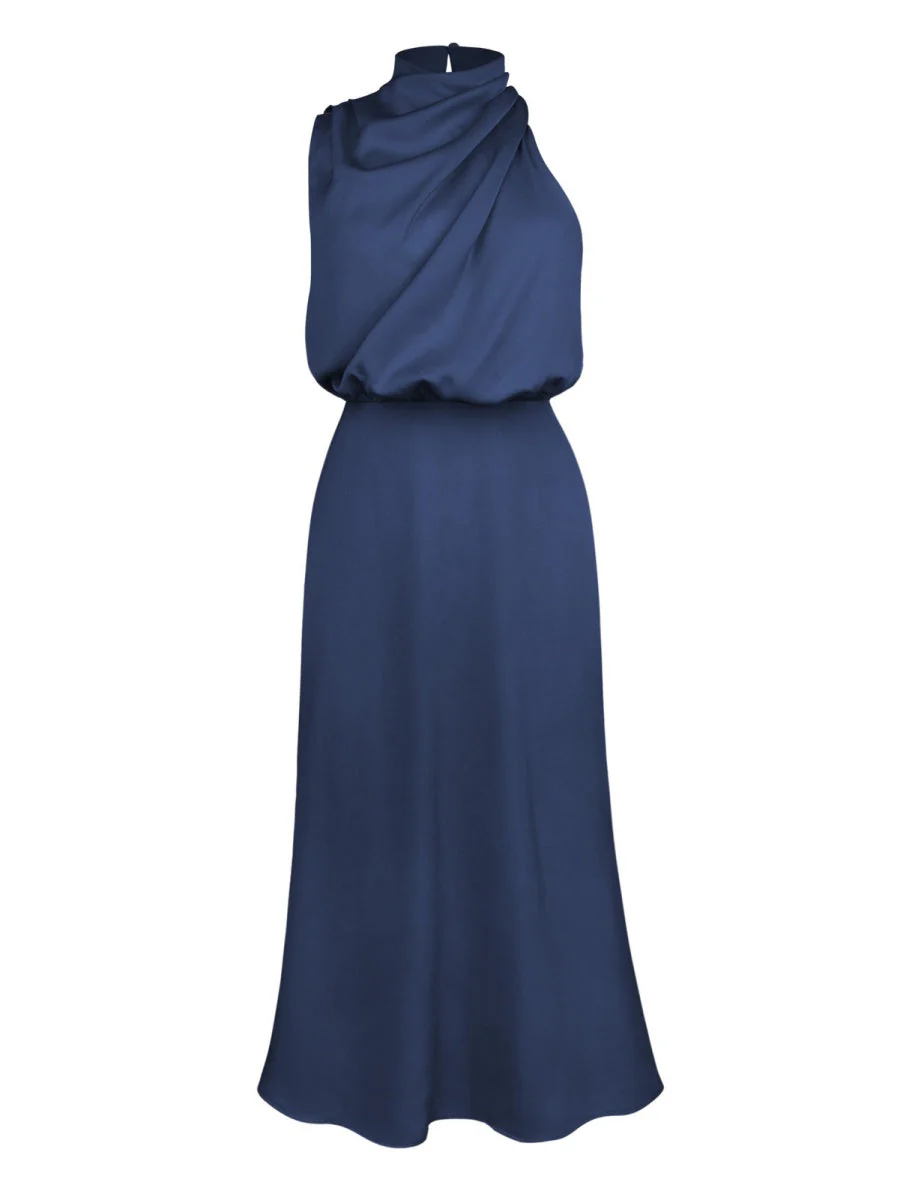Satin Sleeveless Parties Bridesmaid Midi Dresses - Image 18