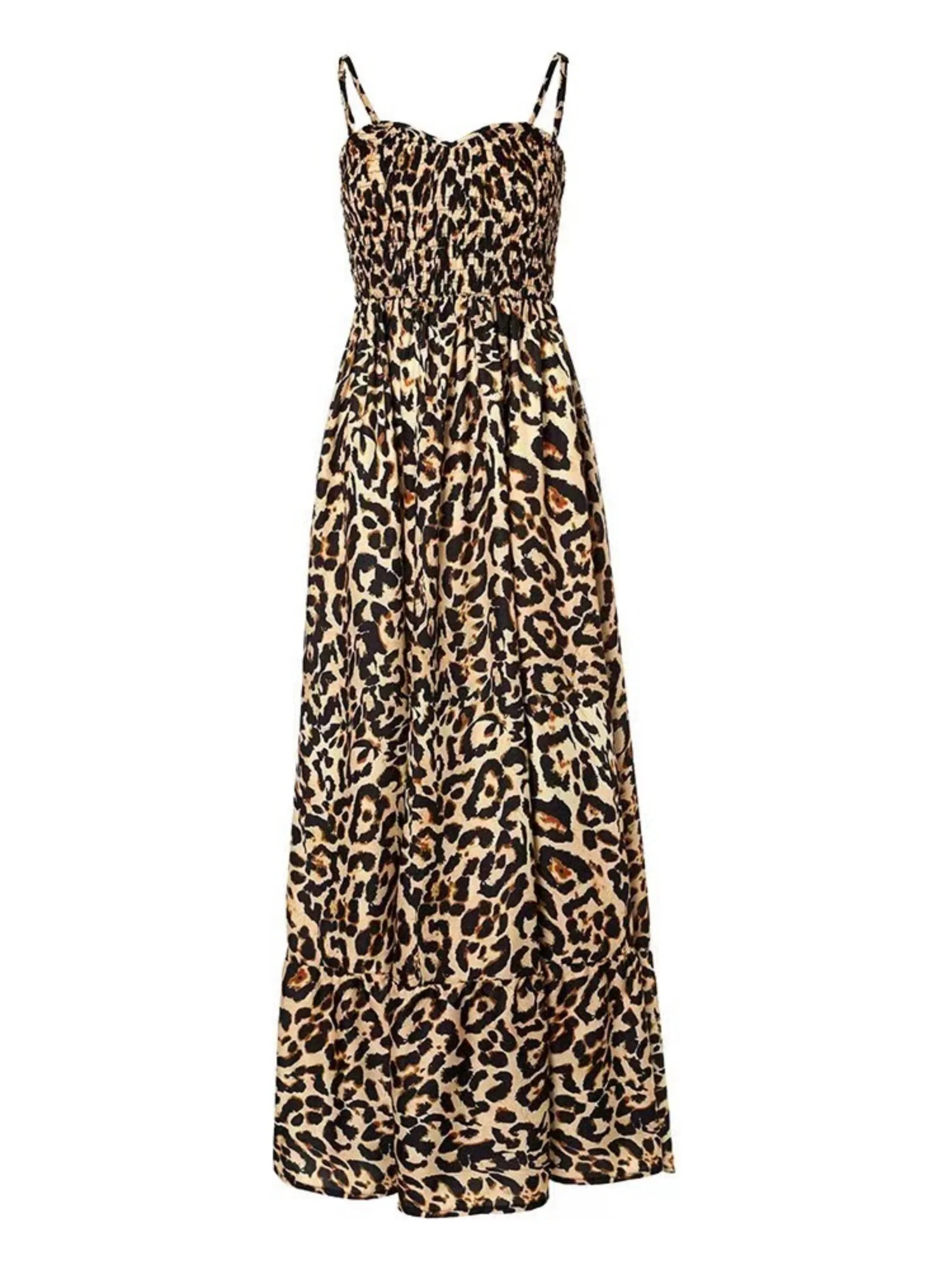 Leopard Print Spaghetti Strap Backless High-waisted And Slimming Maxi Dresses - Image 3