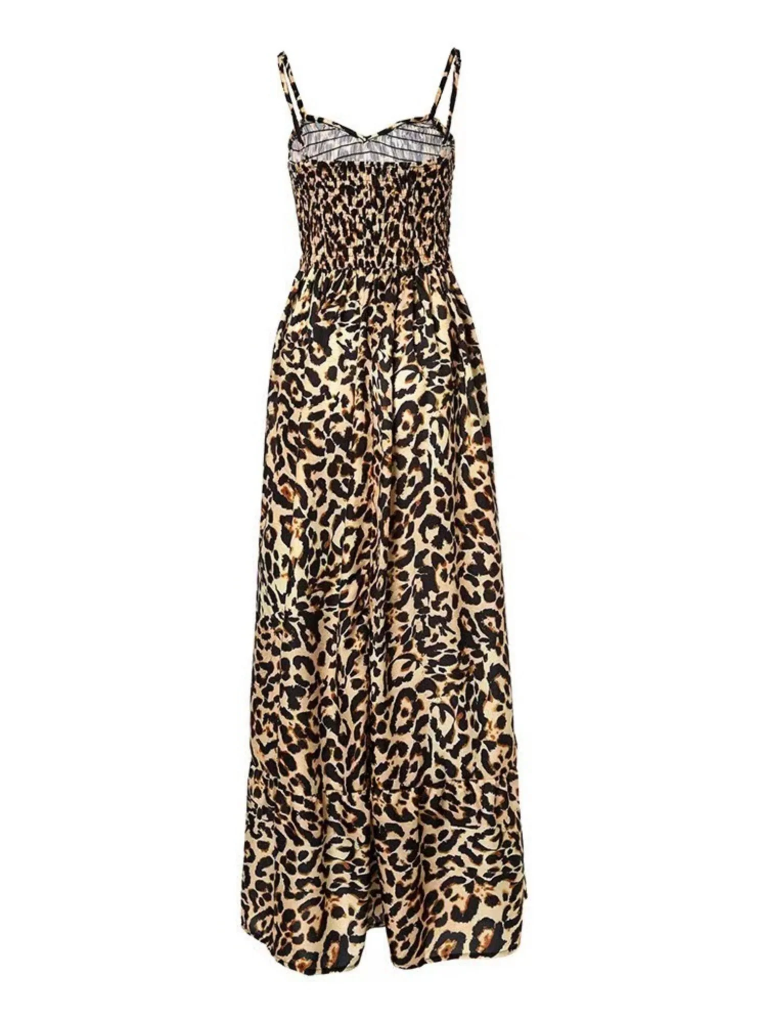 Leopard Print Spaghetti Strap Backless High-waisted And Slimming Maxi Dresses - Image 4