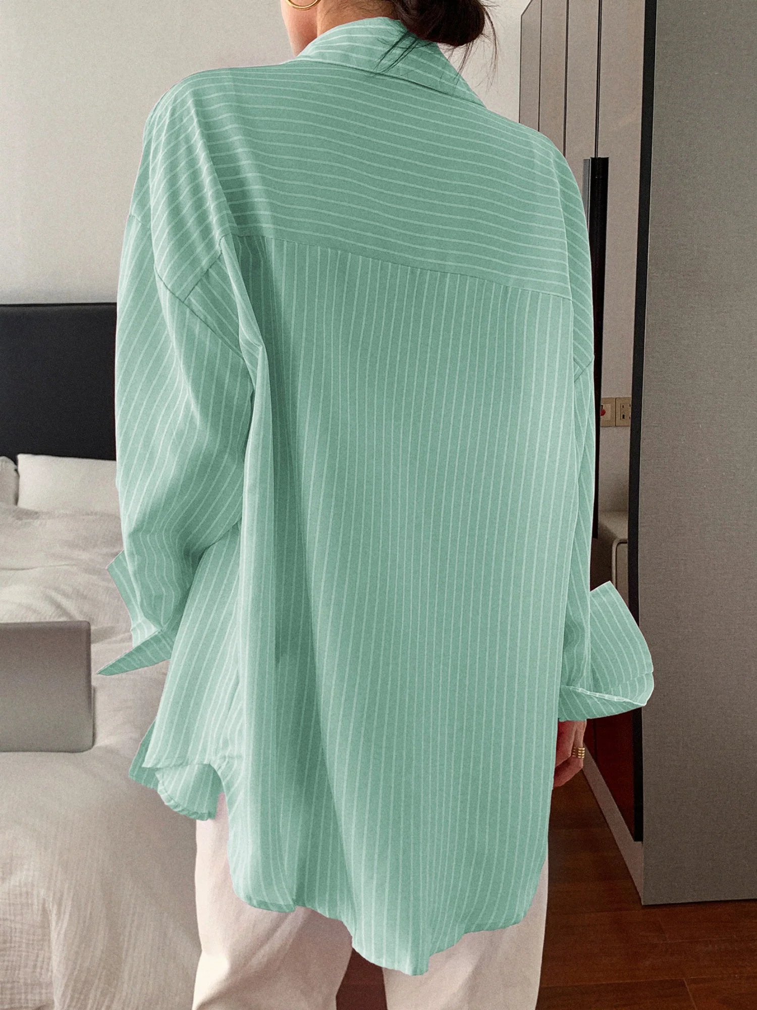 Stripes Buttons Long Sleeves Shirts - Image 4
