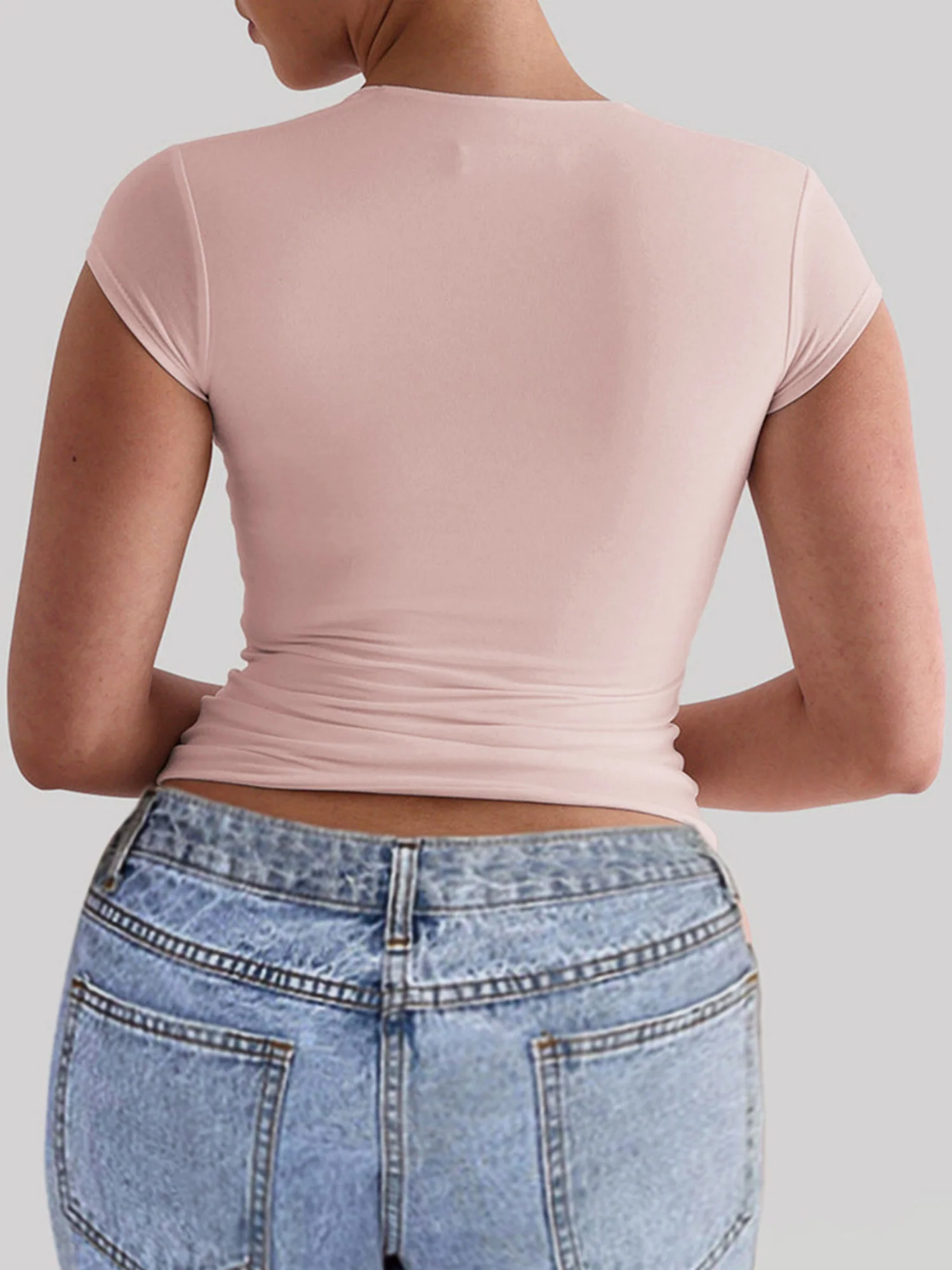 Square Collar Tight-fitting Shorts Exercise And Fitness Yoga Short-sleeved T-shirt - Image 4