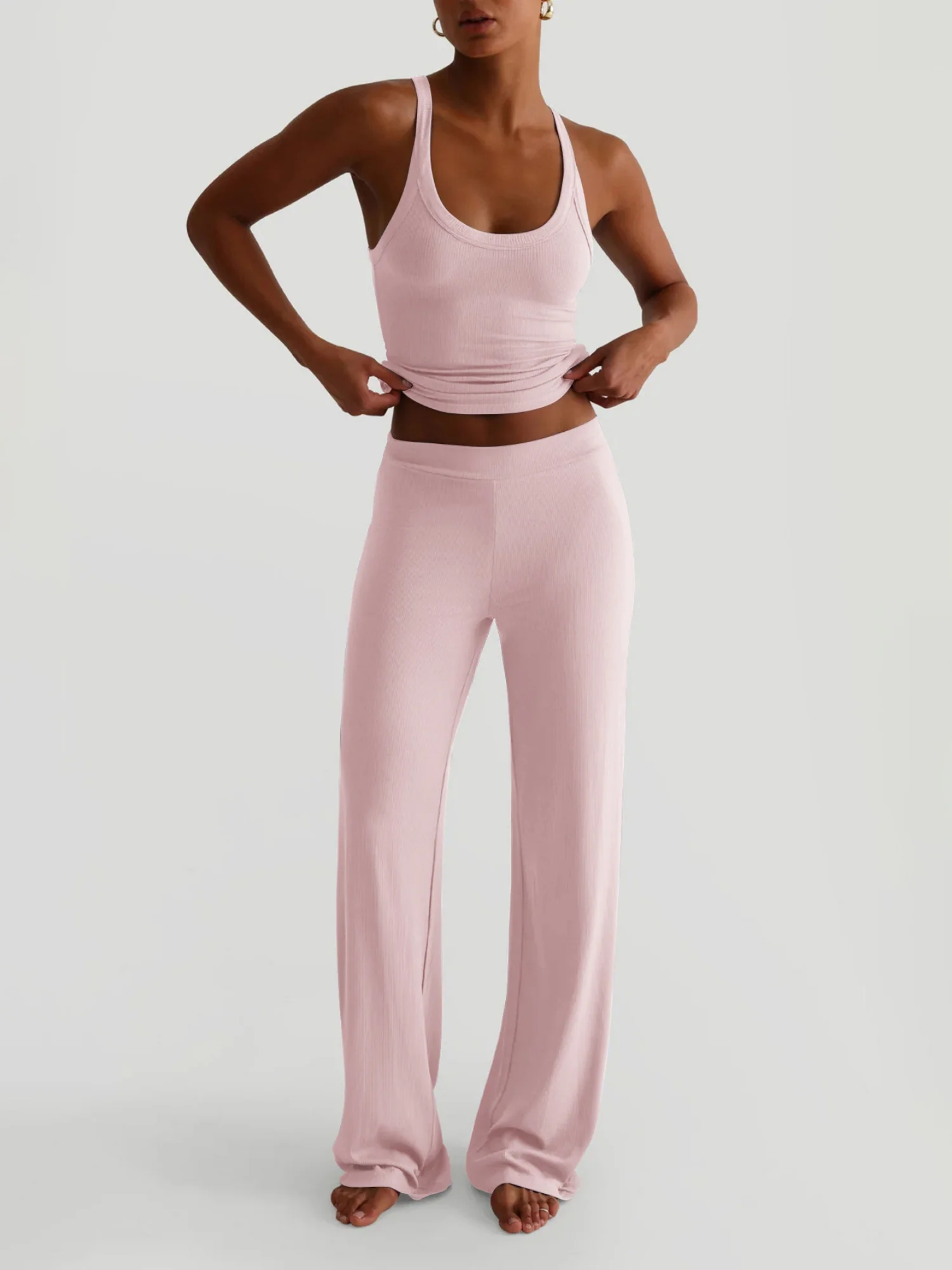 Tank Top Bodycon Trousers Exercise Yoga 2-piece Sets