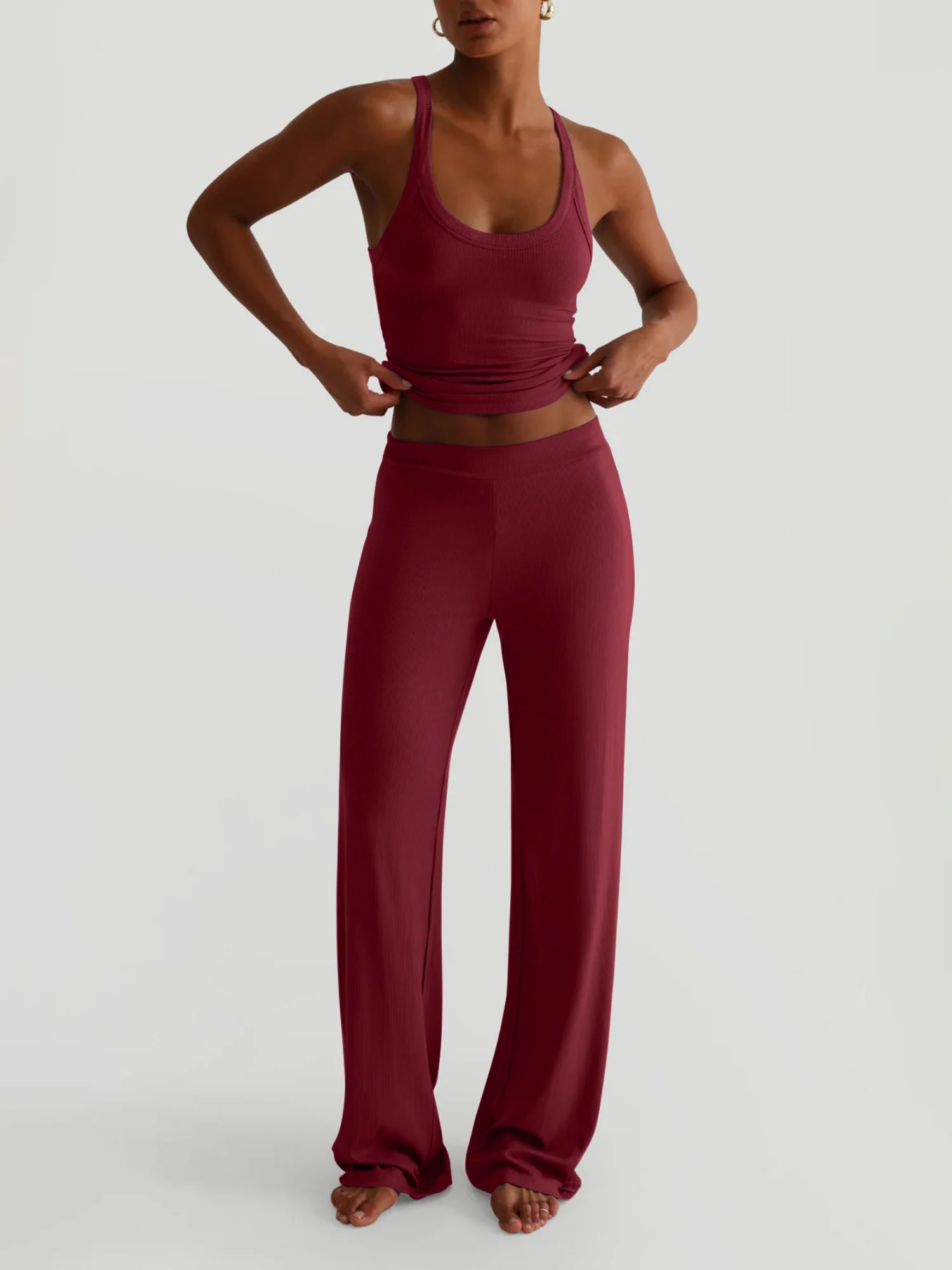 Tank Top Bodycon Trousers Exercise Yoga 2-piece Sets - Image 5