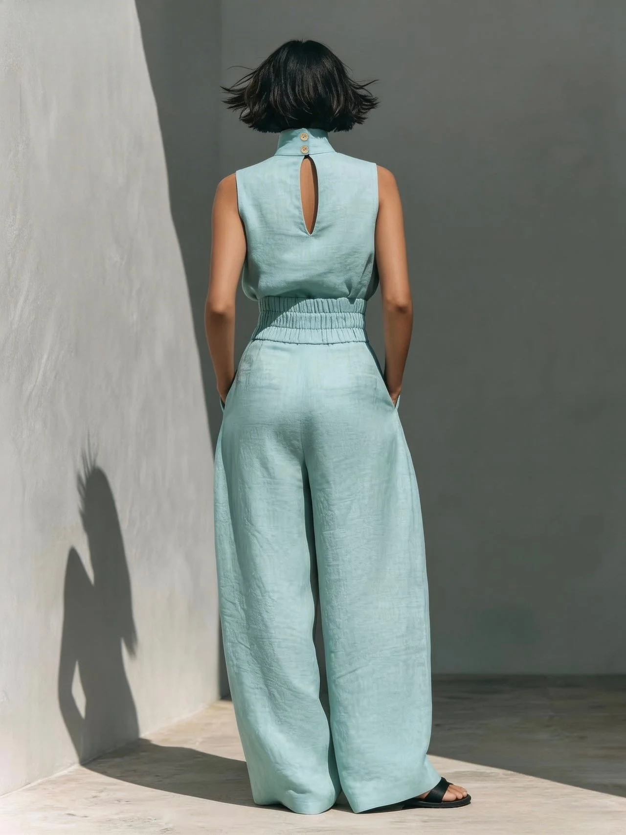 Cotton And Linen Sleeveless Trousers Casual Two-piece Set - Image 10