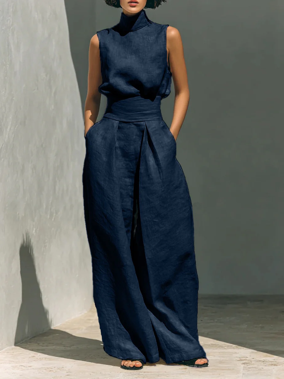 Cotton And Linen Sleeveless Trousers Casual Two-piece Set - Image 11
