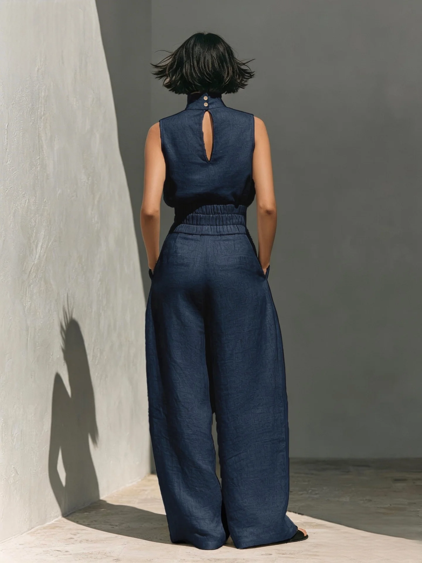 Cotton And Linen Sleeveless Trousers Casual Two-piece Set - Image 12