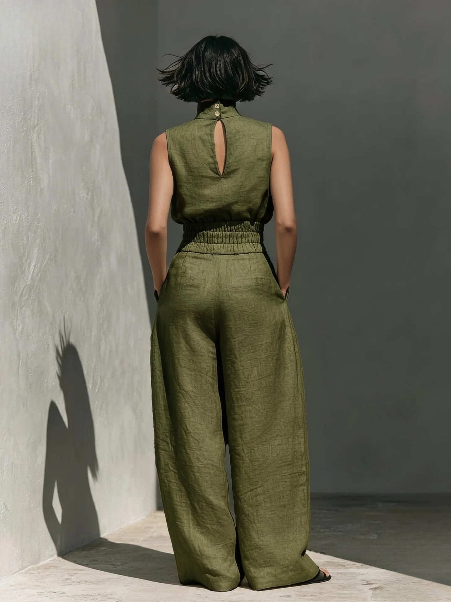 Cotton And Linen Sleeveless Trousers Casual Two-piece Set - Image 4