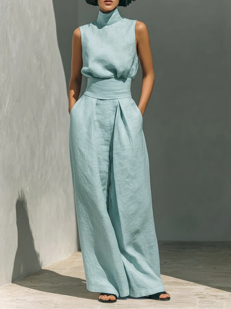 Cotton And Linen Sleeveless Trousers Casual Two-piece Set - Image 9