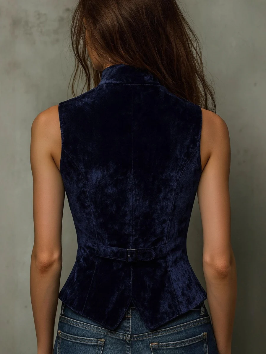 V-neck Slimming Velvet Vest - Image 2
