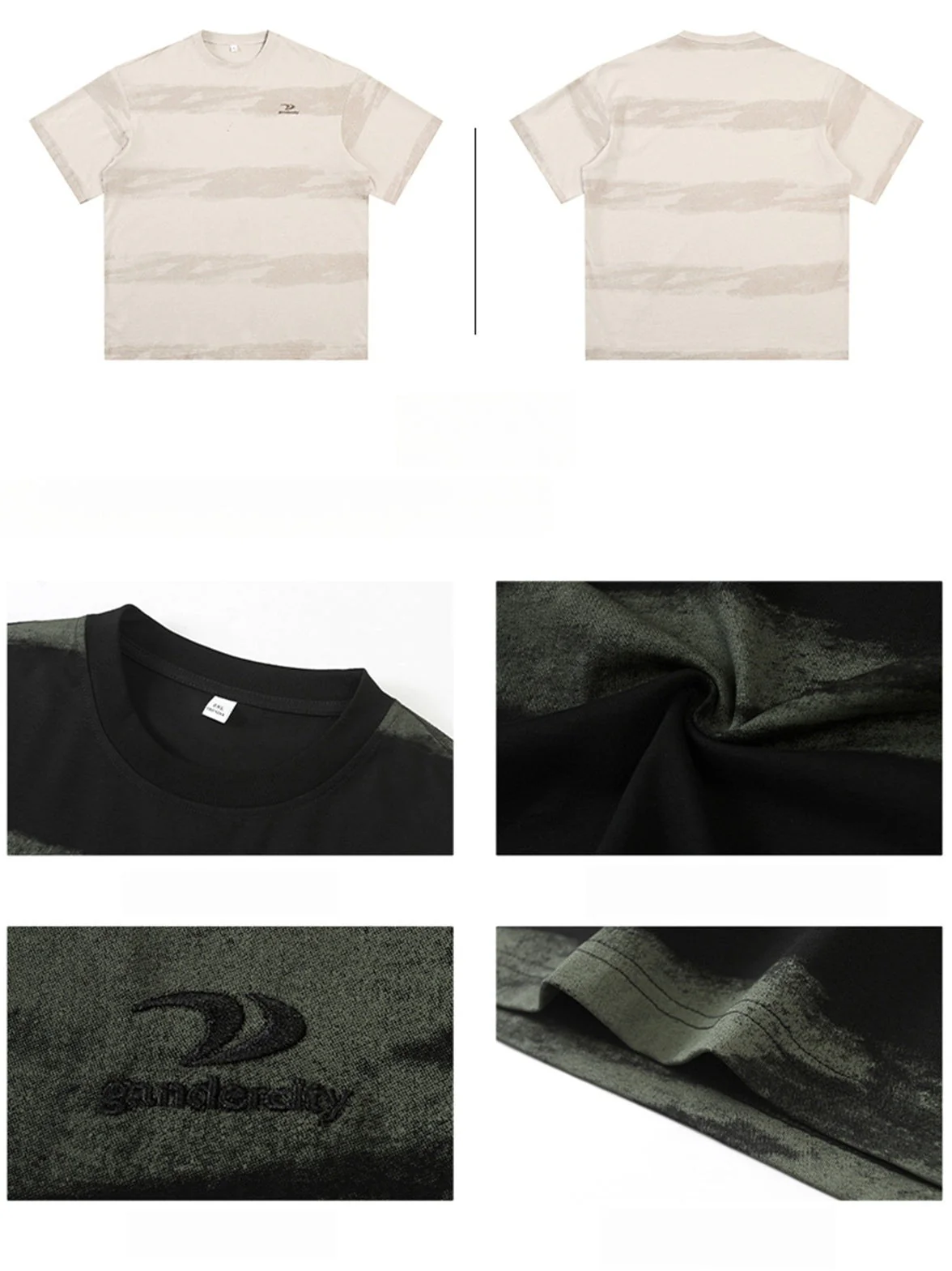 Imitation Tie-dye Stripes Pure Embroidery T-shirts - Image 10