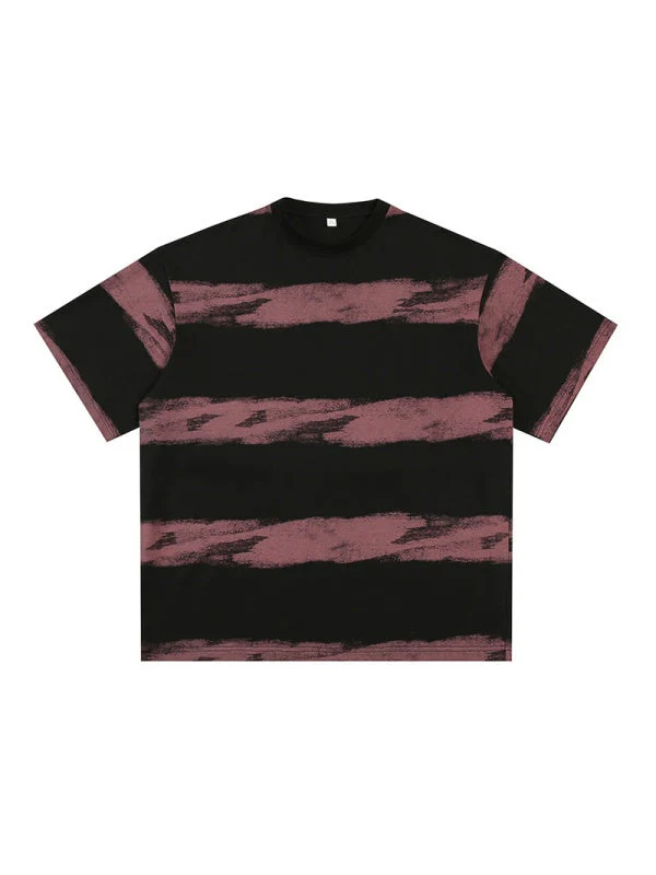Imitation Tie-dye Stripes Pure Embroidery T-shirts - Image 3