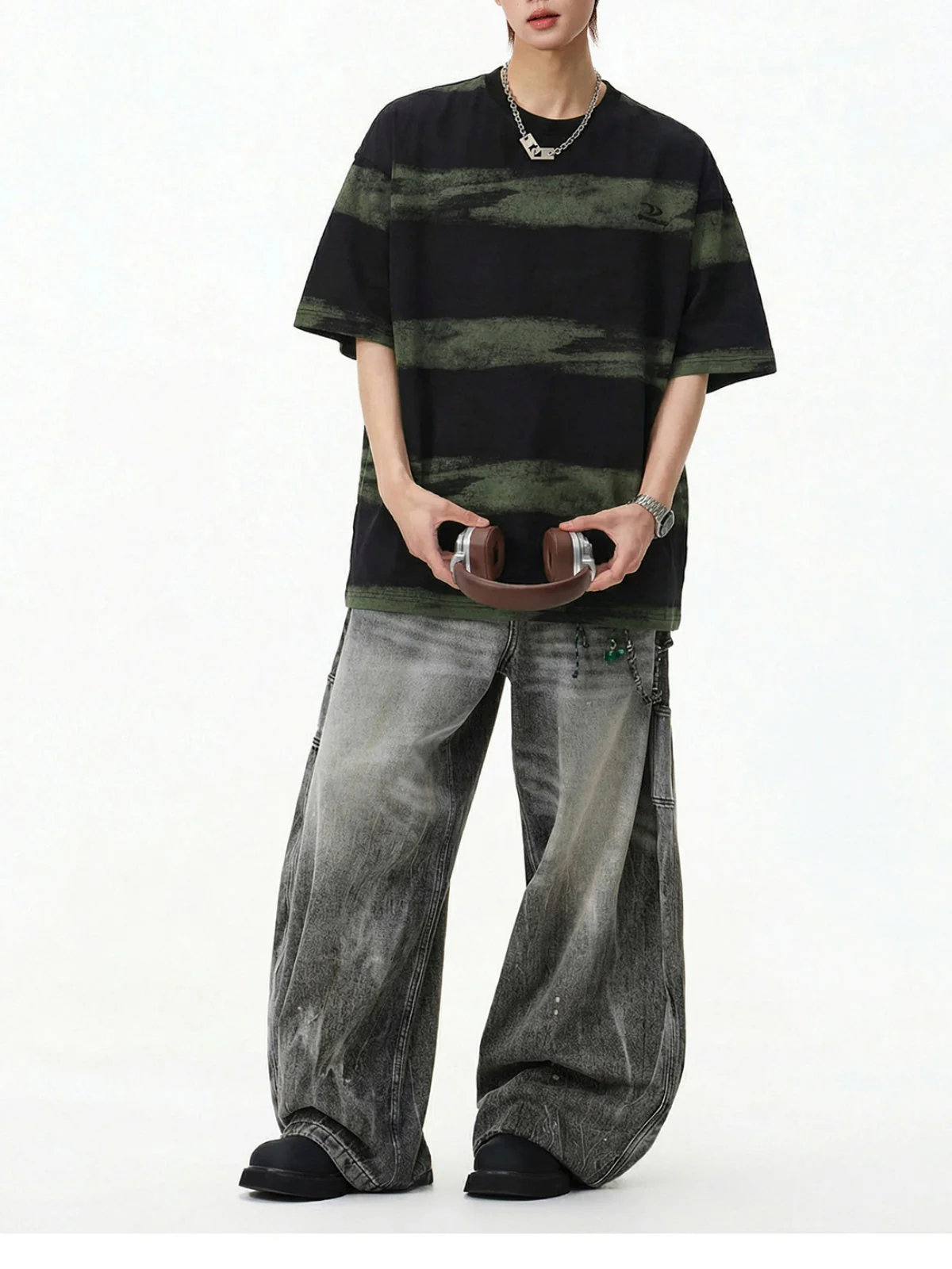 Imitation Tie-dye Stripes Pure Embroidery T-shirts - Image 5