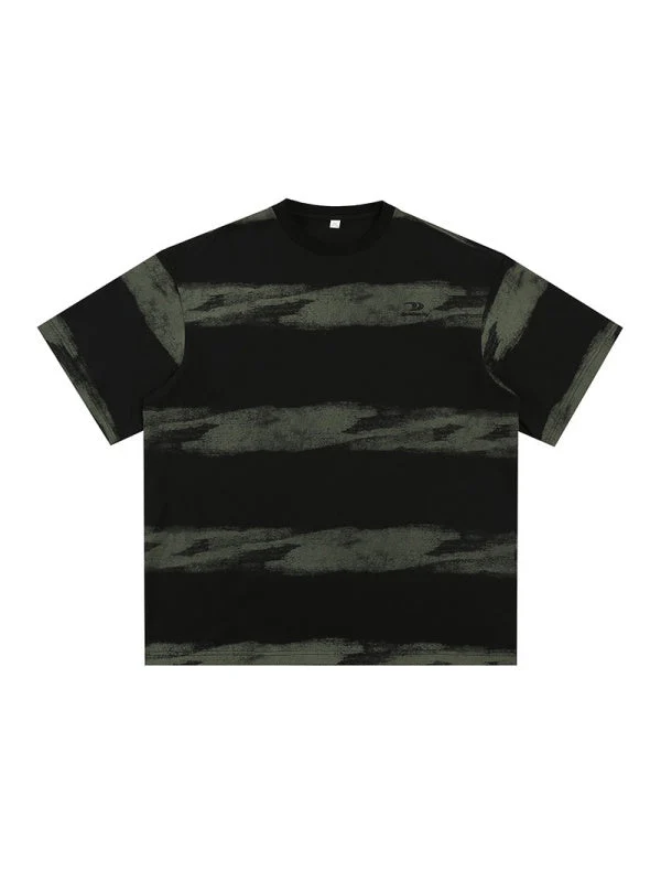Imitation Tie-dye Stripes Pure Embroidery T-shirts - Image 6
