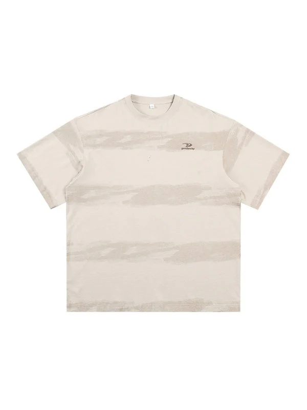 Imitation Tie-dye Stripes Pure Embroidery T-shirts - Image 9