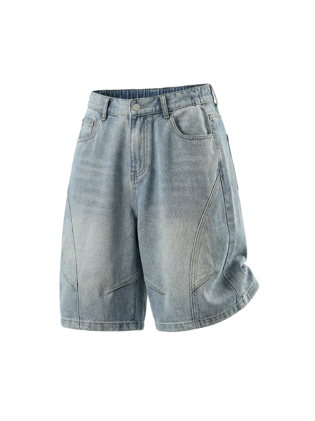 Washed Denim Five Points Shorts - Image 3