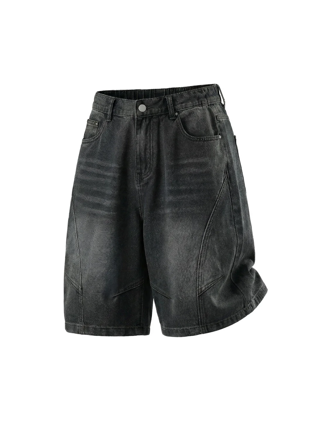Washed Denim Five Points Shorts - Image 7