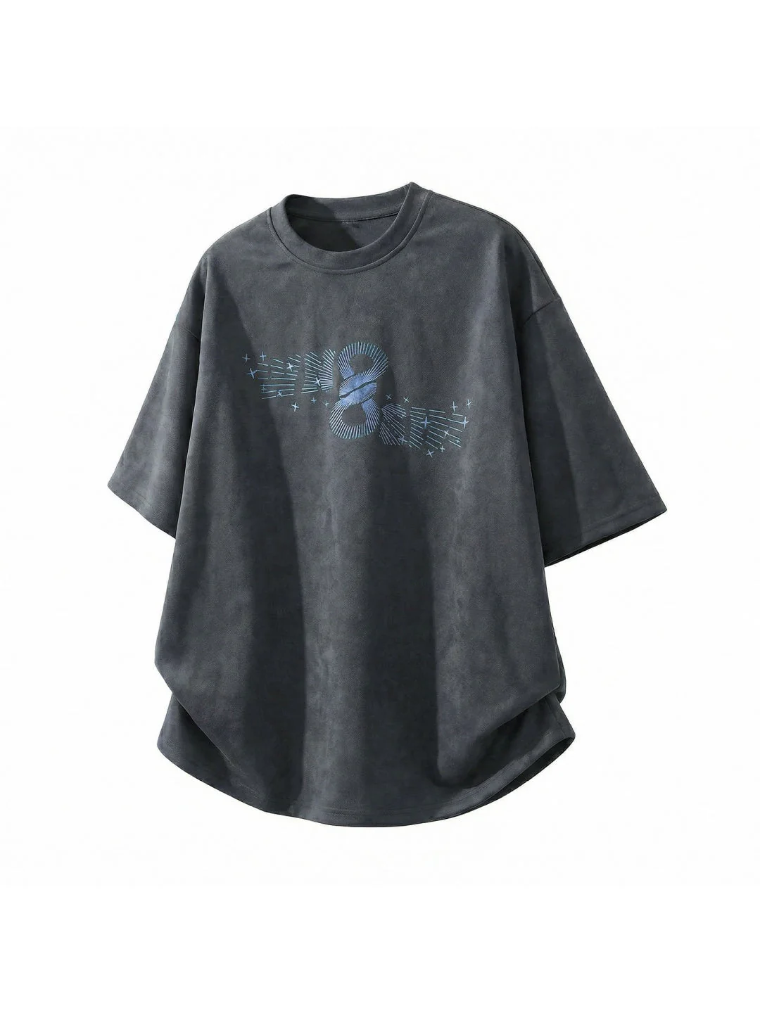 Imitation Suede Color-blocked Printed Loose-fit T-shirts - Image 6