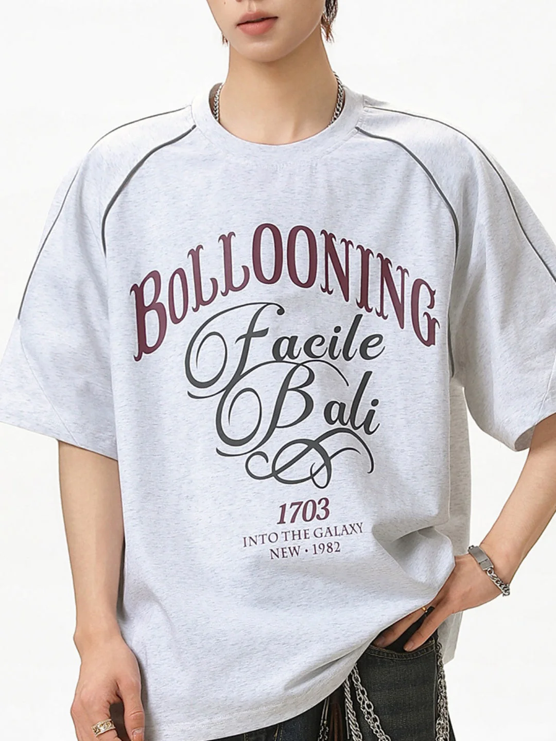 Color-blocked Letter Printed T-shirts - Image 3