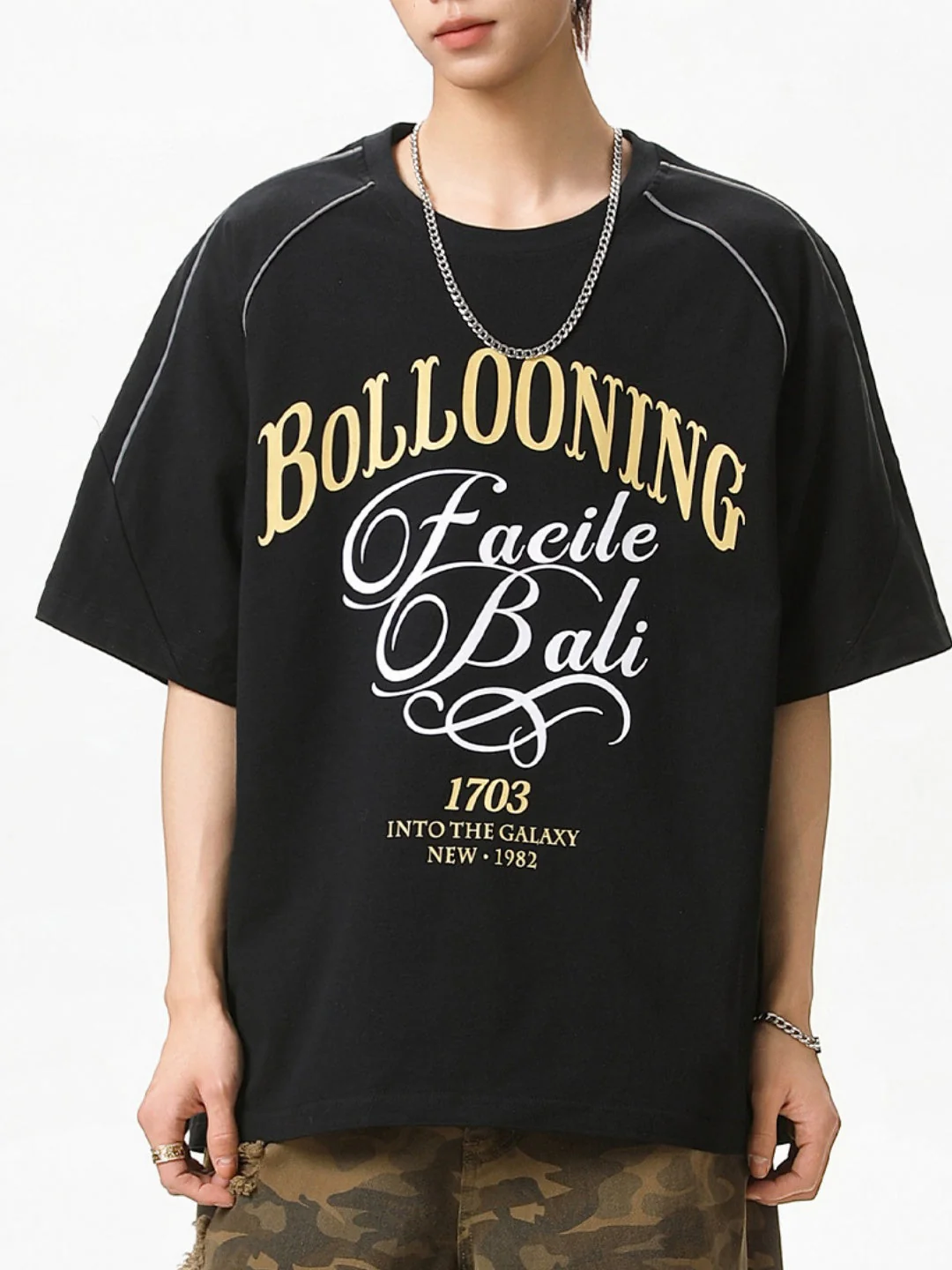 Color-blocked Letter Printed T-shirts - Image 5