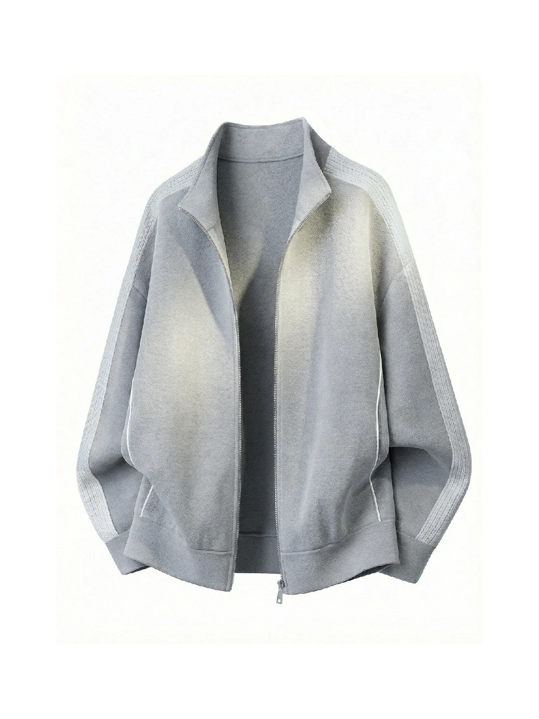 Color-blocked Raglan Sleeves Cardigan Sweatshirt - Image 6