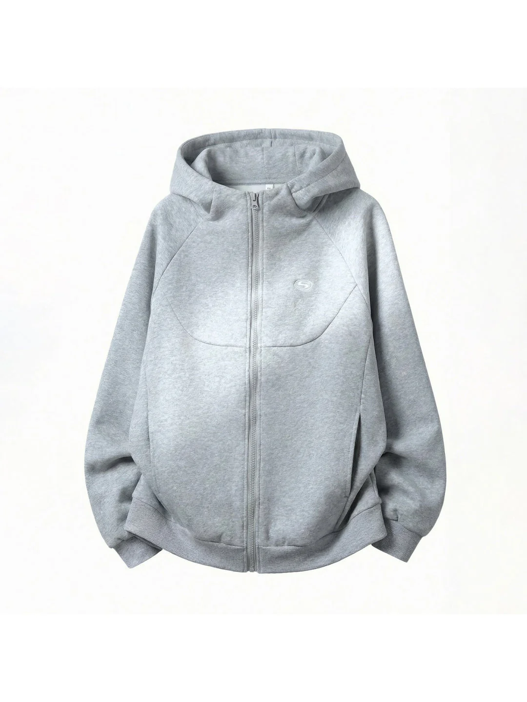 Boxy Color-blocked Embroidery Hoodies Cardigan - Image 7